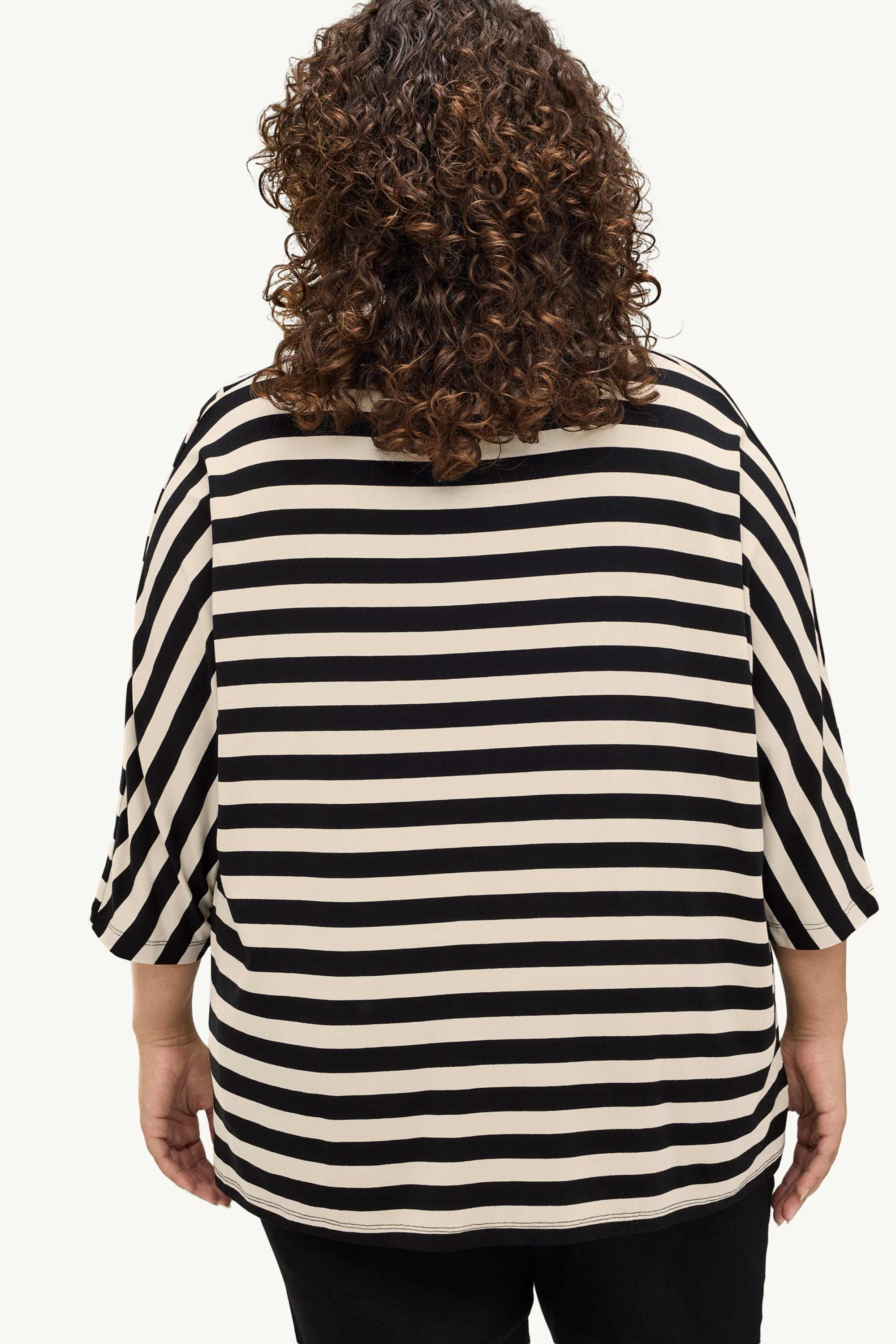 T-shirt - regular fit - striped black / beige