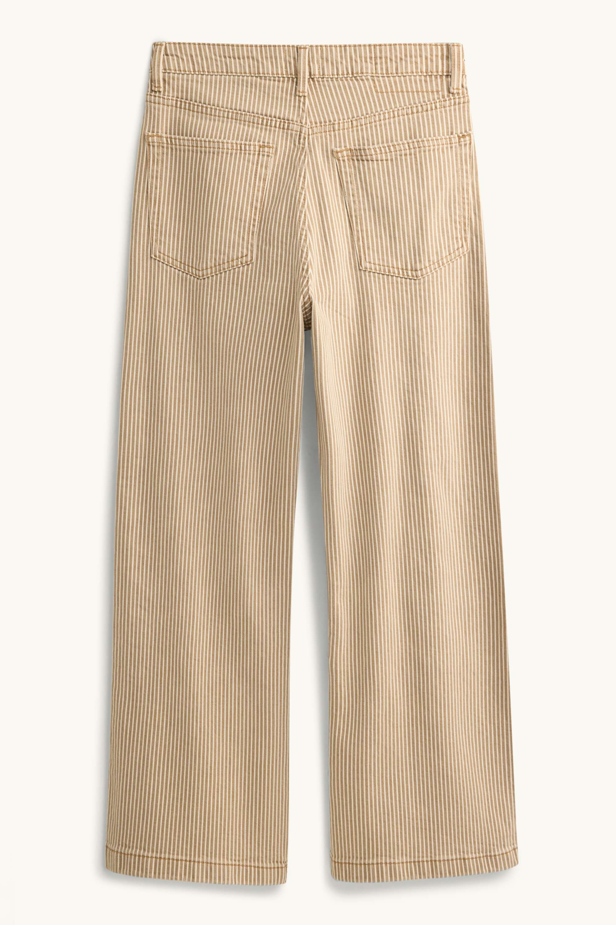 Cropped wide leg jeans - high waist - striped light brown
