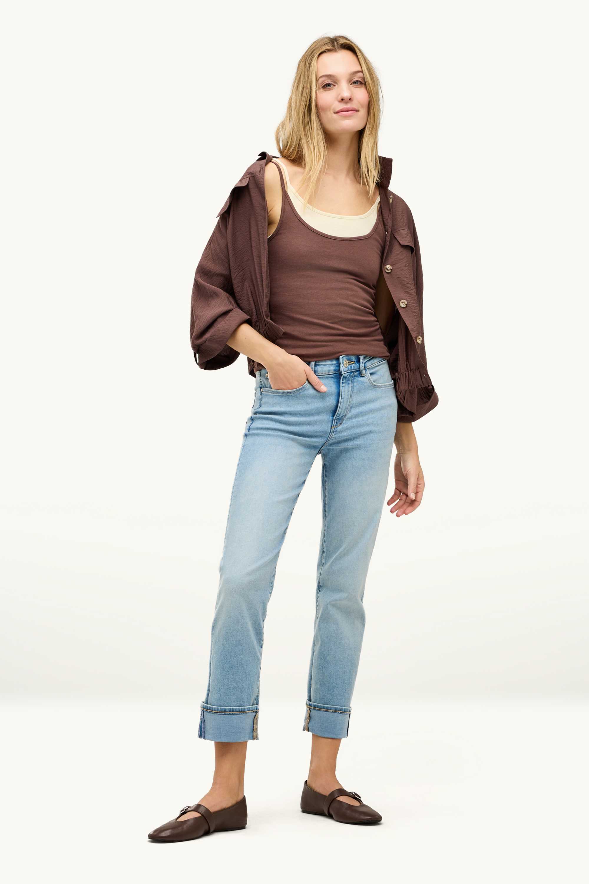 Top - 2-in-1 look brown