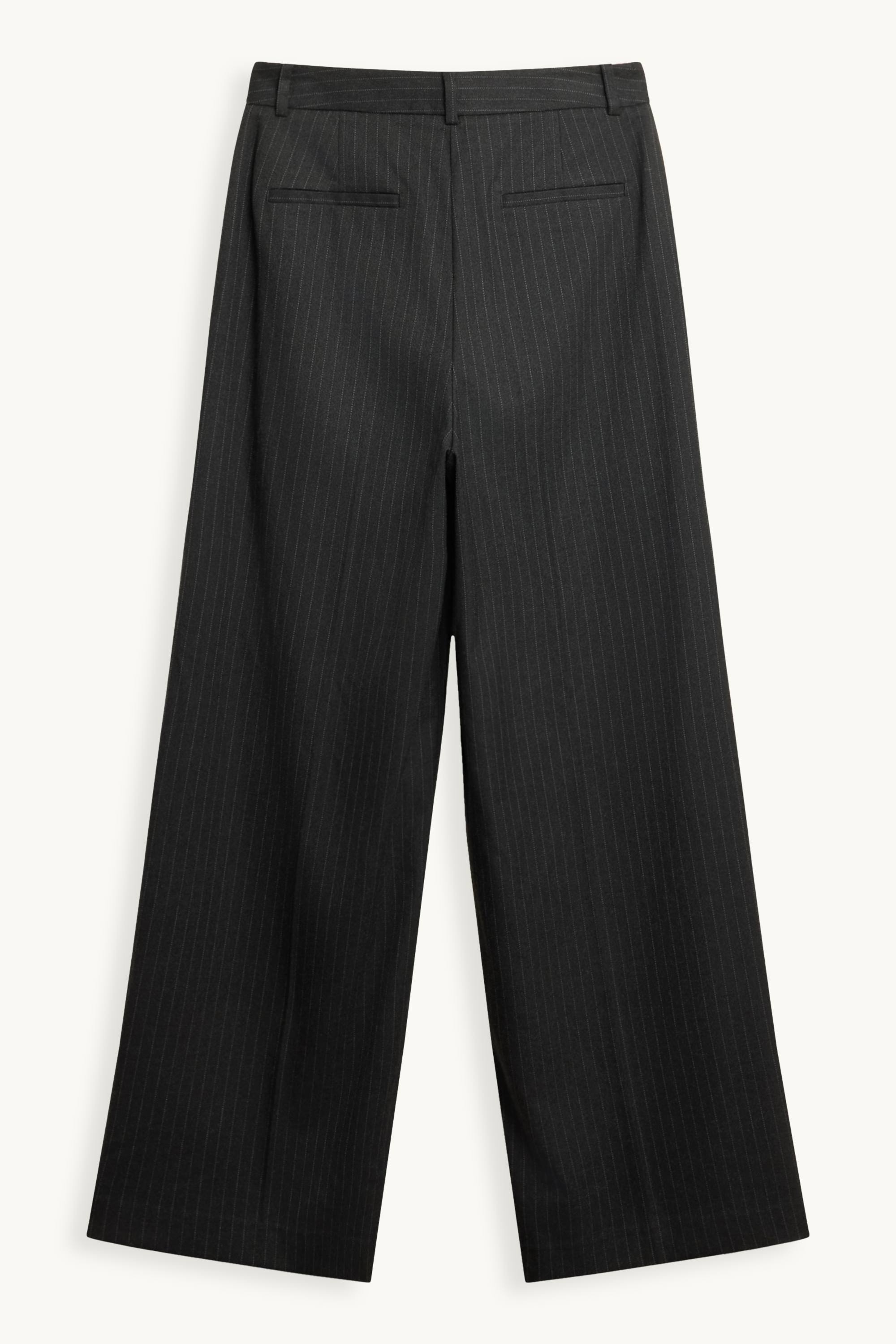 Business trousers - high waist - wide leg - striped black