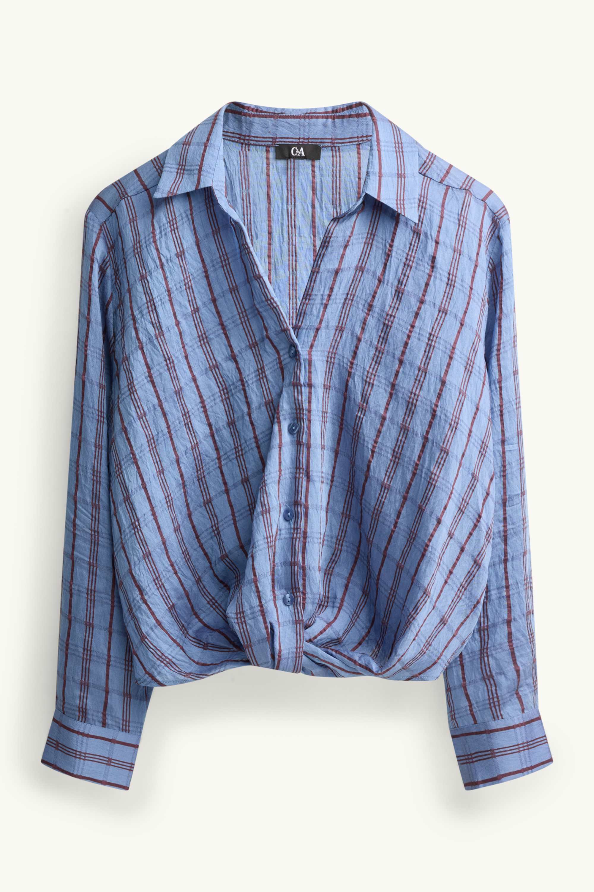 Blouse with knot detail - patterned blue