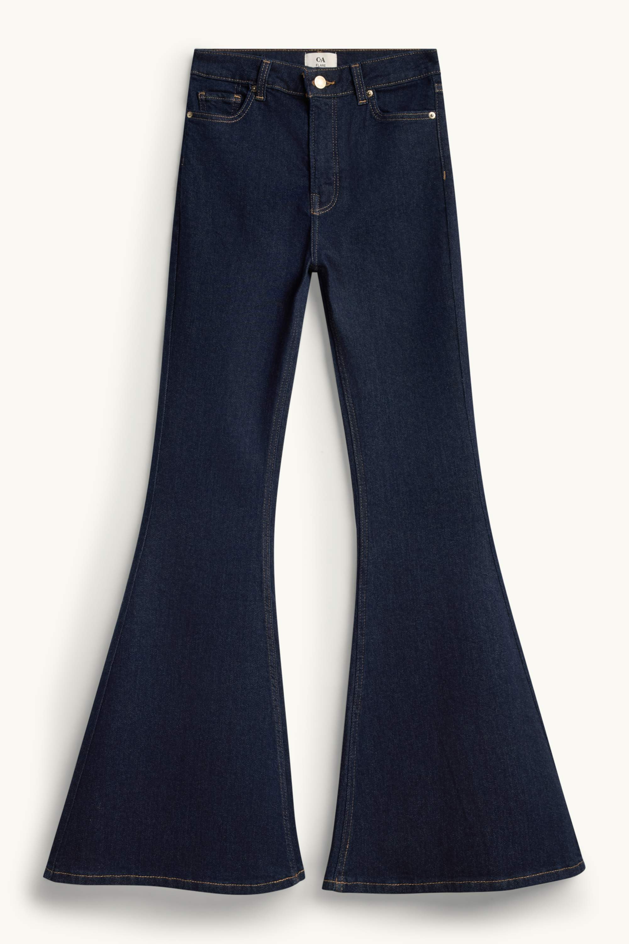 Flared jeans - mid-rise waist denim-dark blue