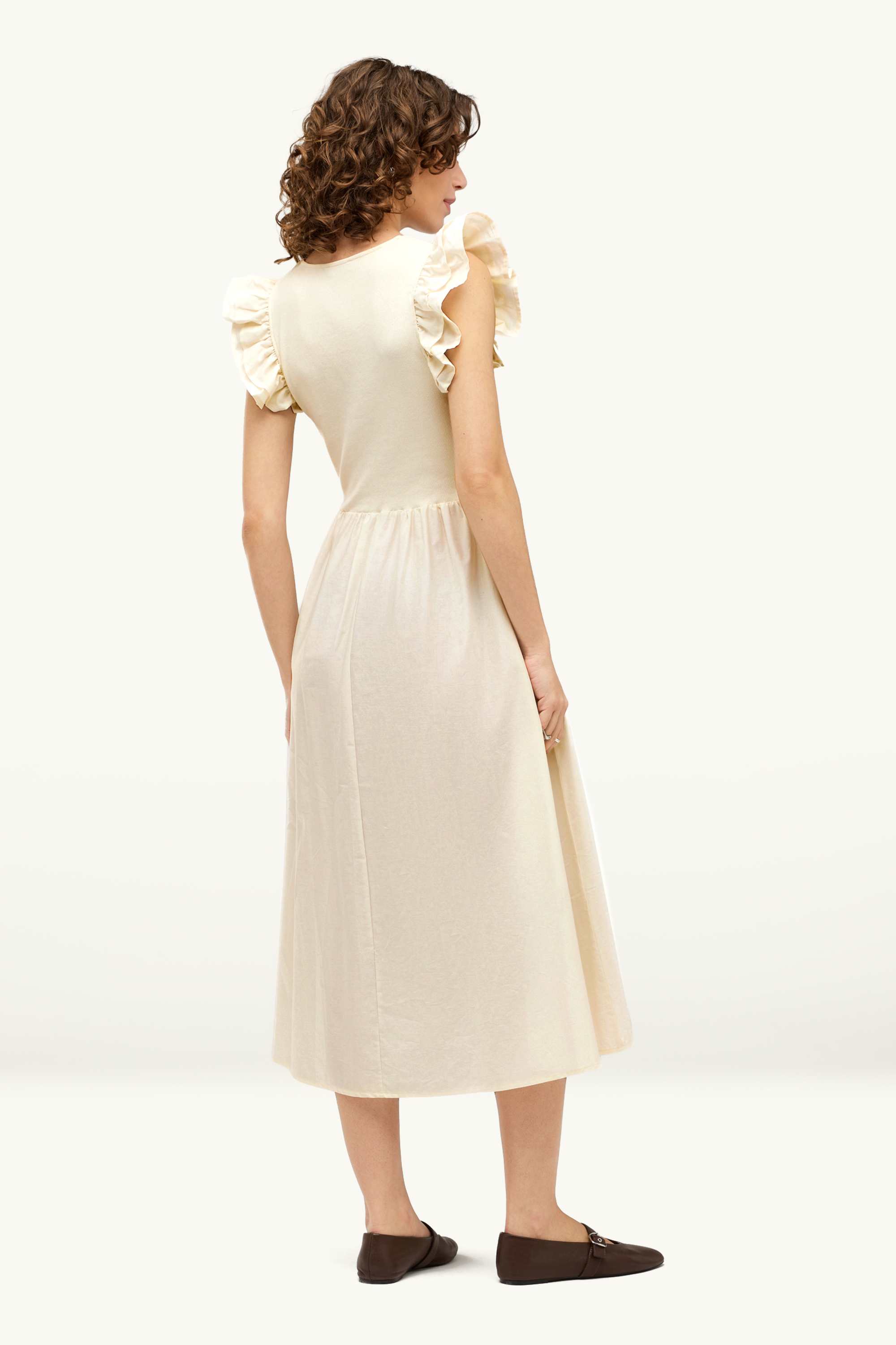 Fit & flare dress - ribbed cremewhite