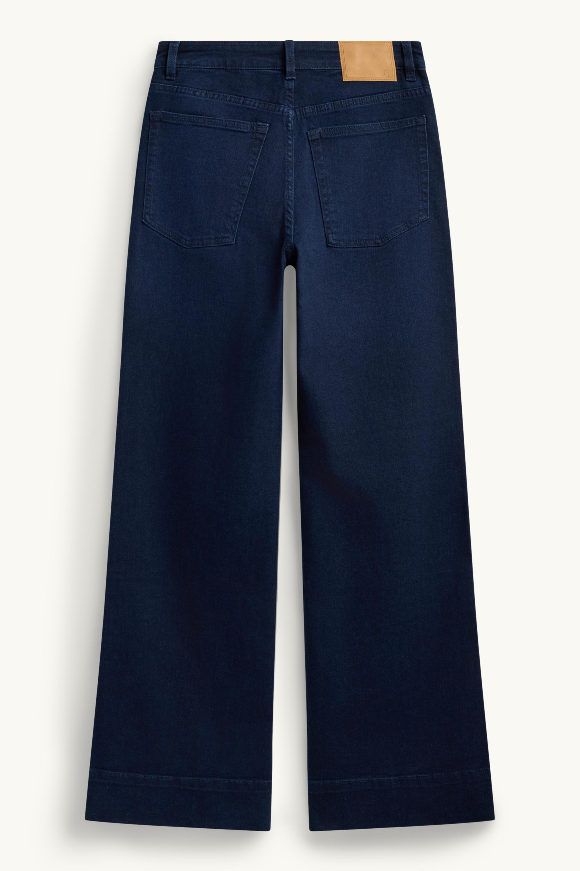 Wide leg jeans - mid-rise waist denim-dark blue