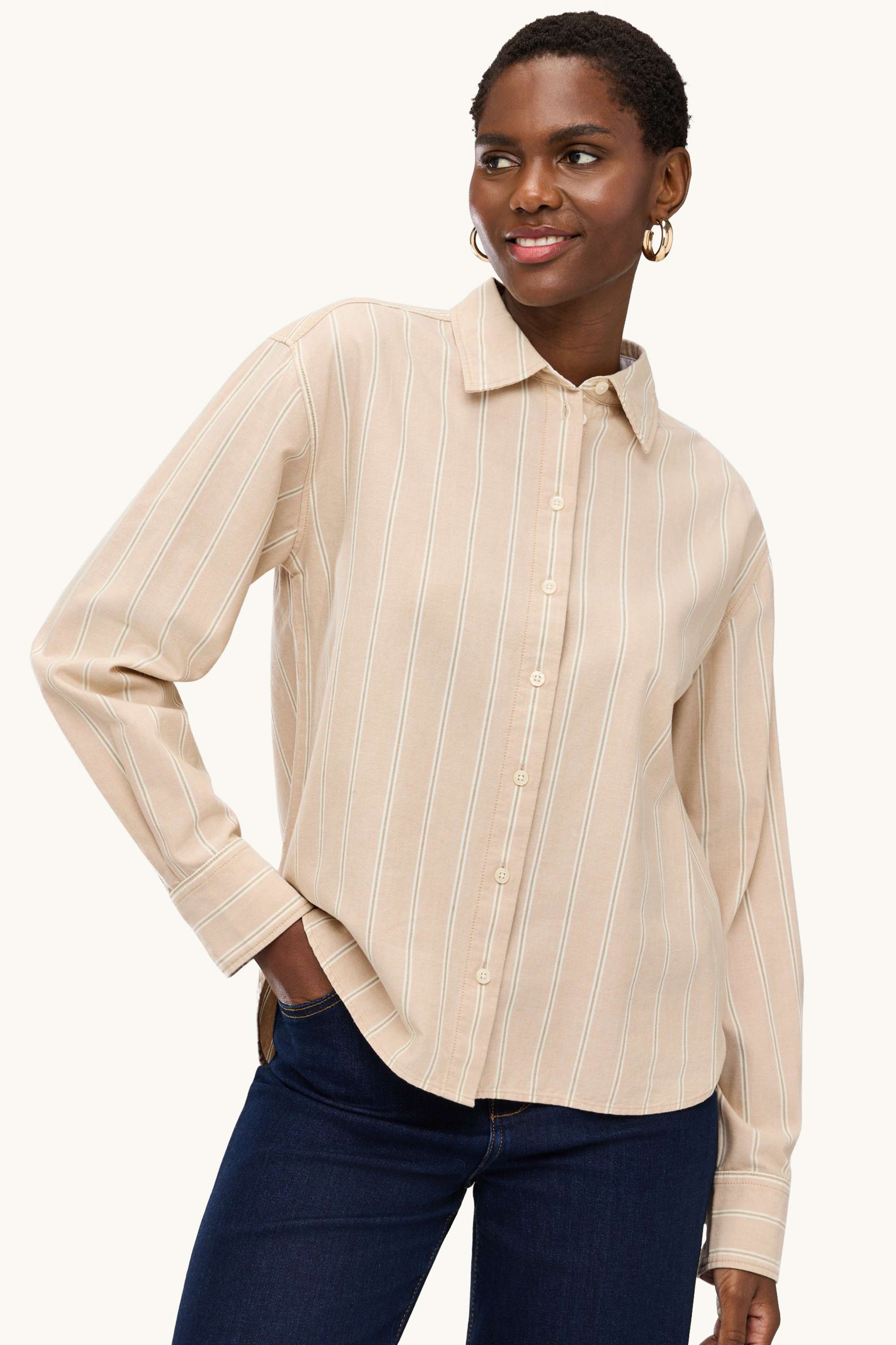 Shirt blouse - striped light beige