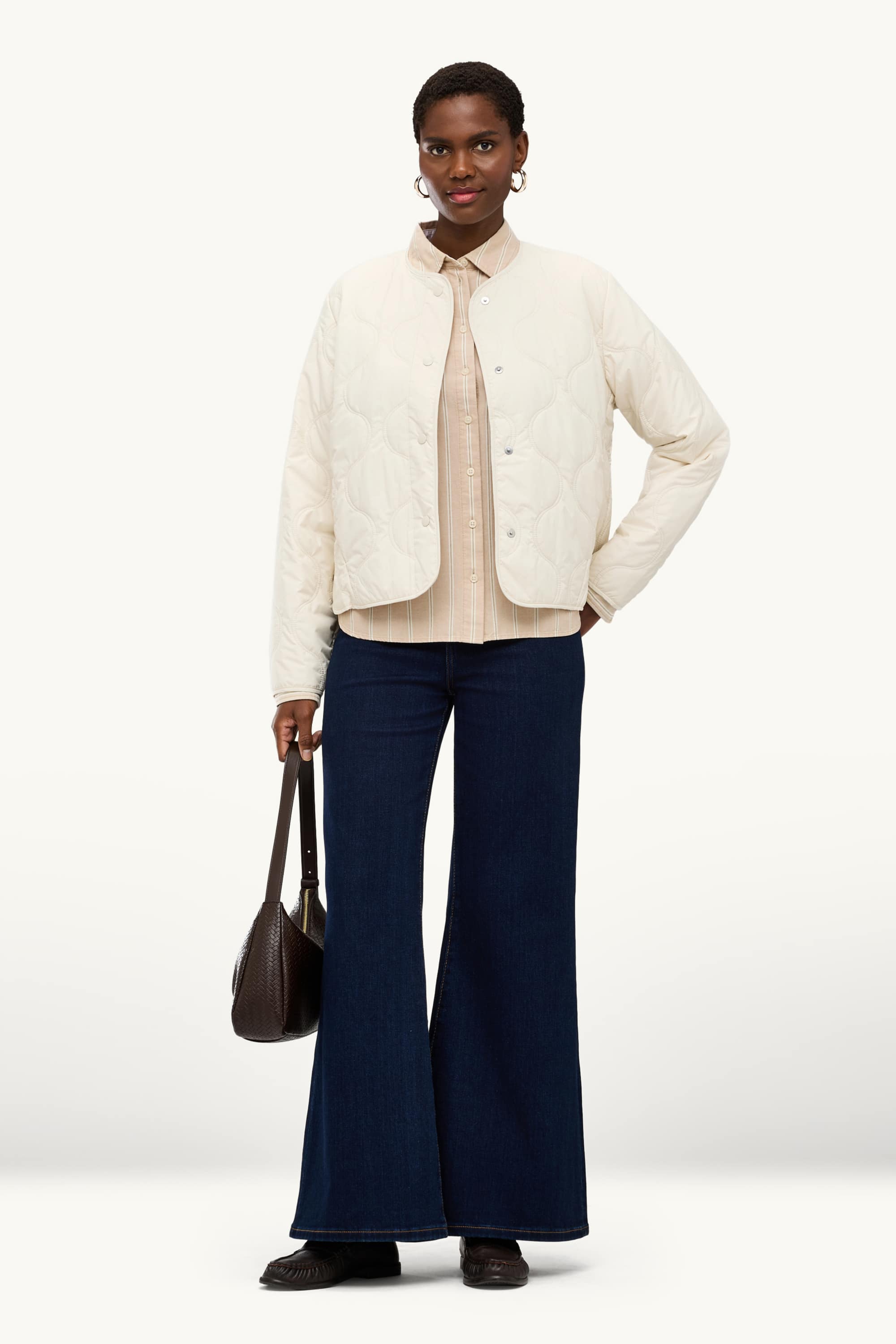 Shirt blouse - striped light beige
