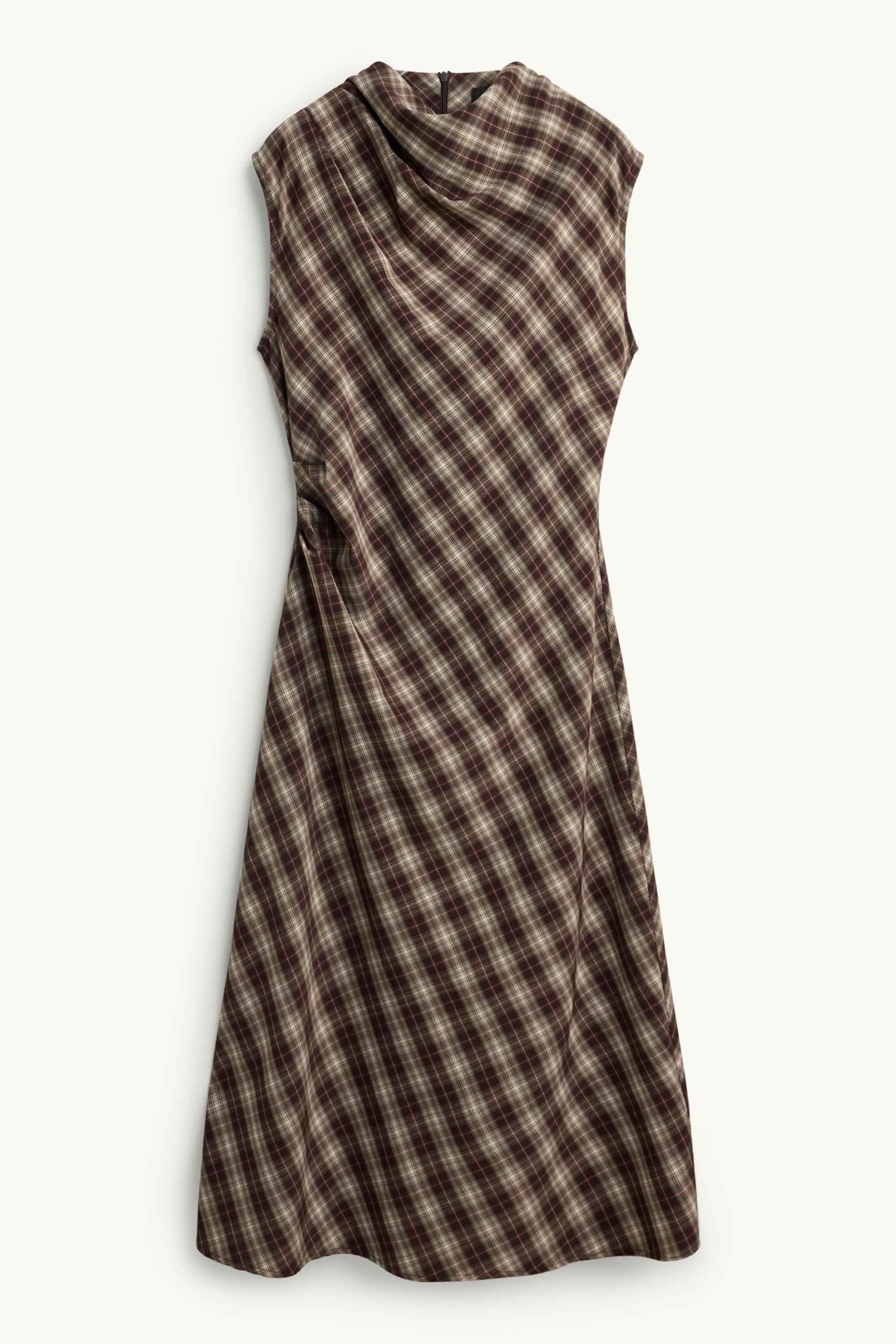 A-line dress - check brown / cremewhite
