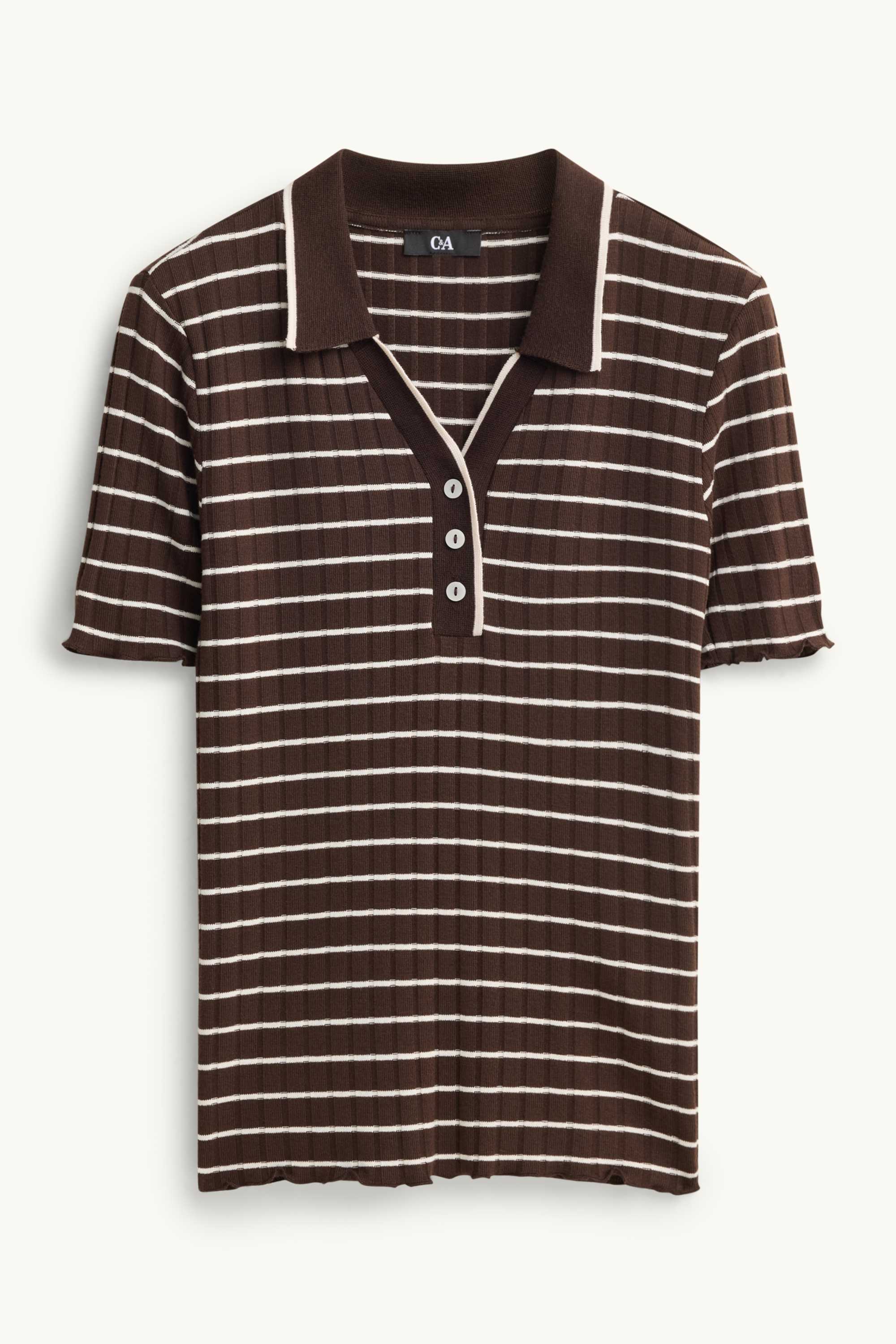 Polo shirt - regular fit - ribbed - striped brown