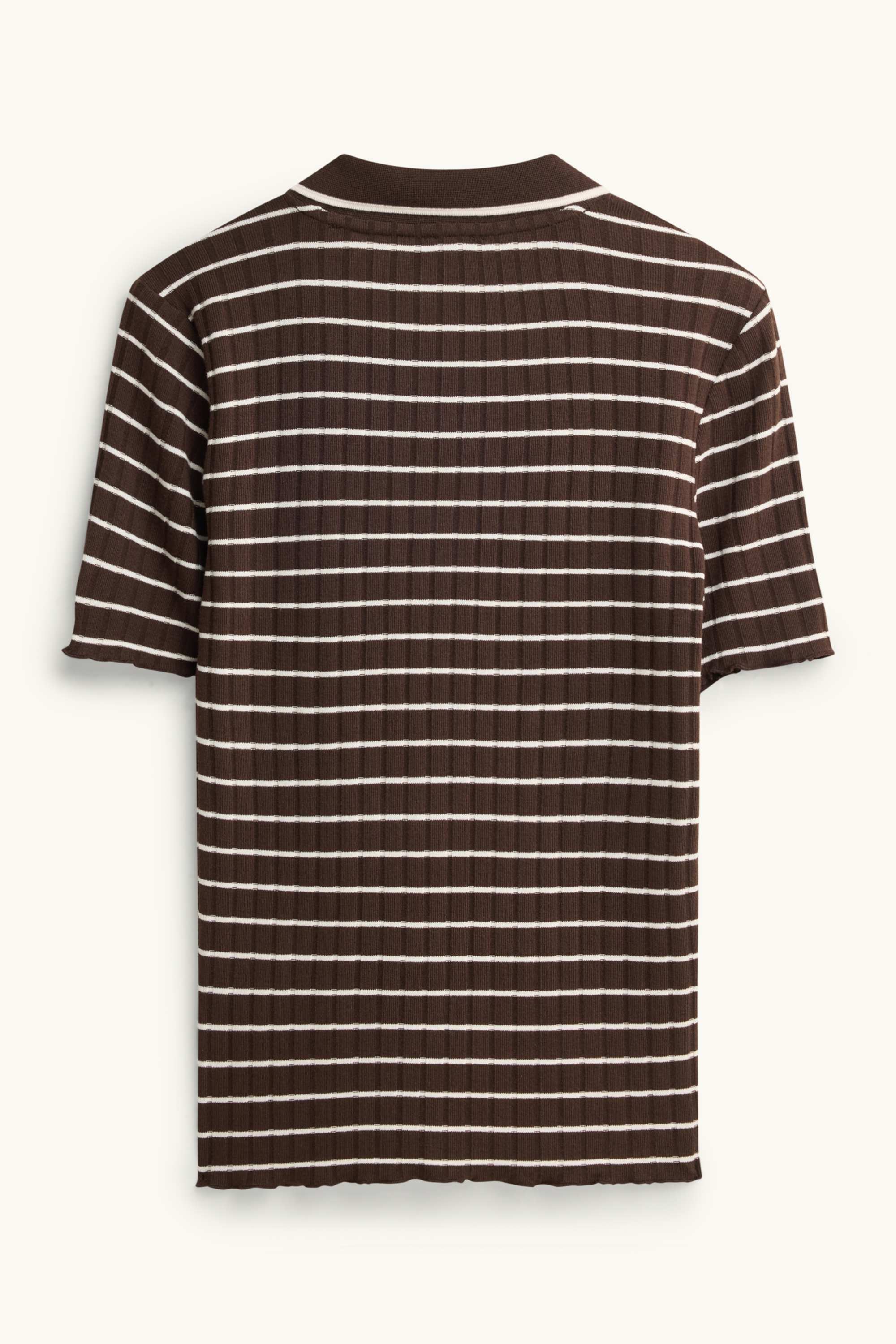 Polo shirt - regular fit - ribbed - striped brown