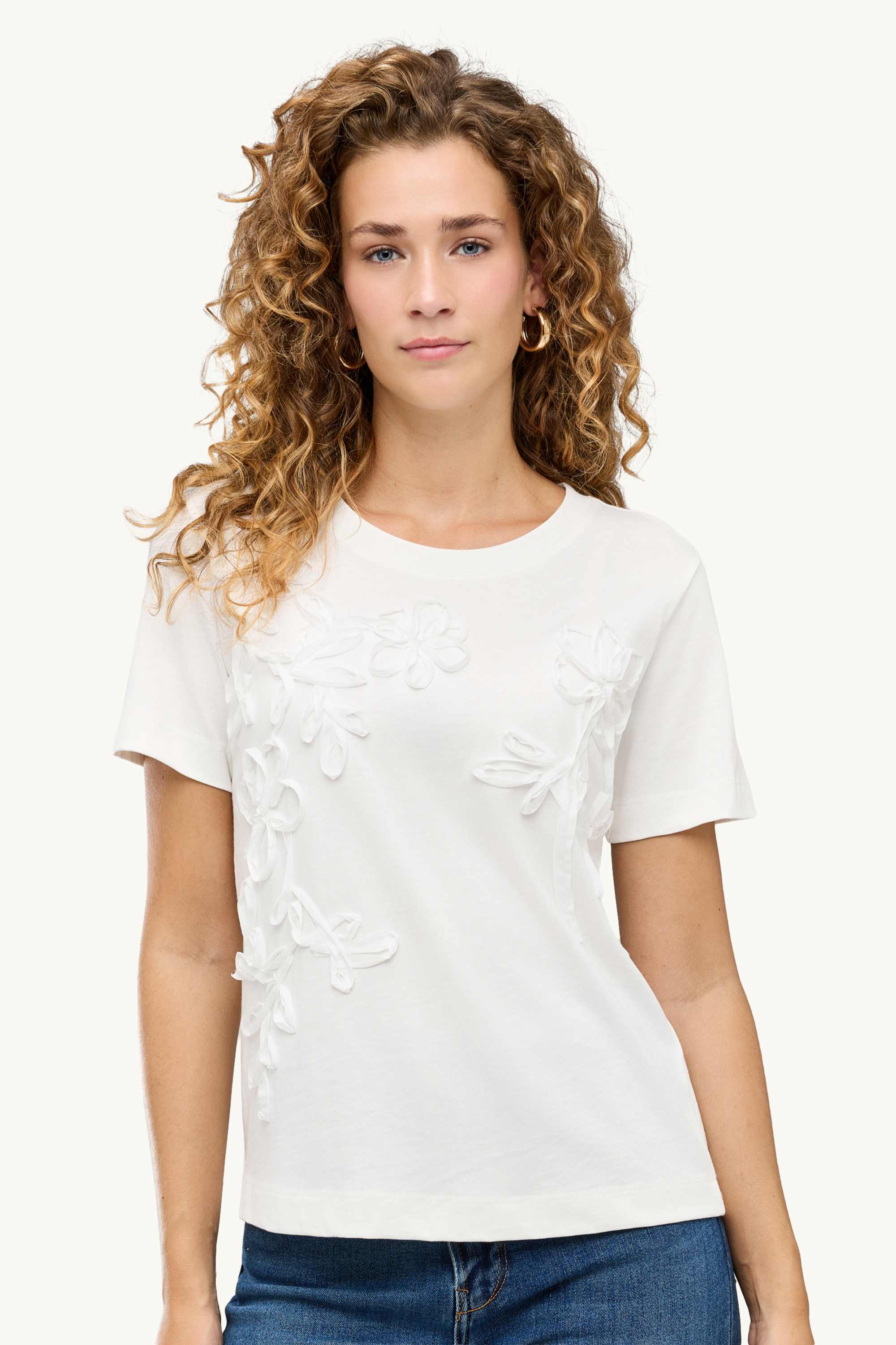 T-shirt - regular fit - floral cremewhite