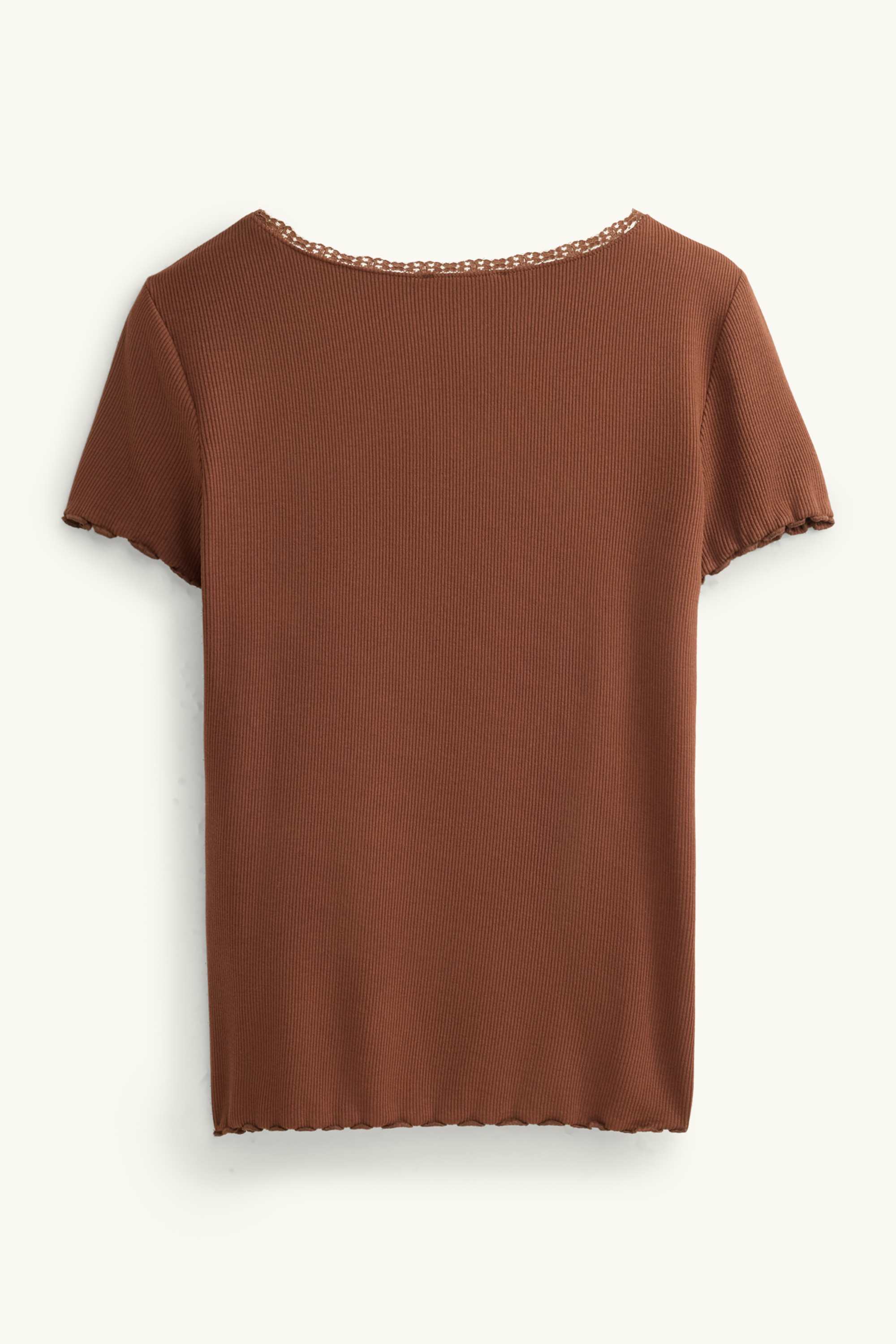 T-shirt - relaxed fit - ribbed brown