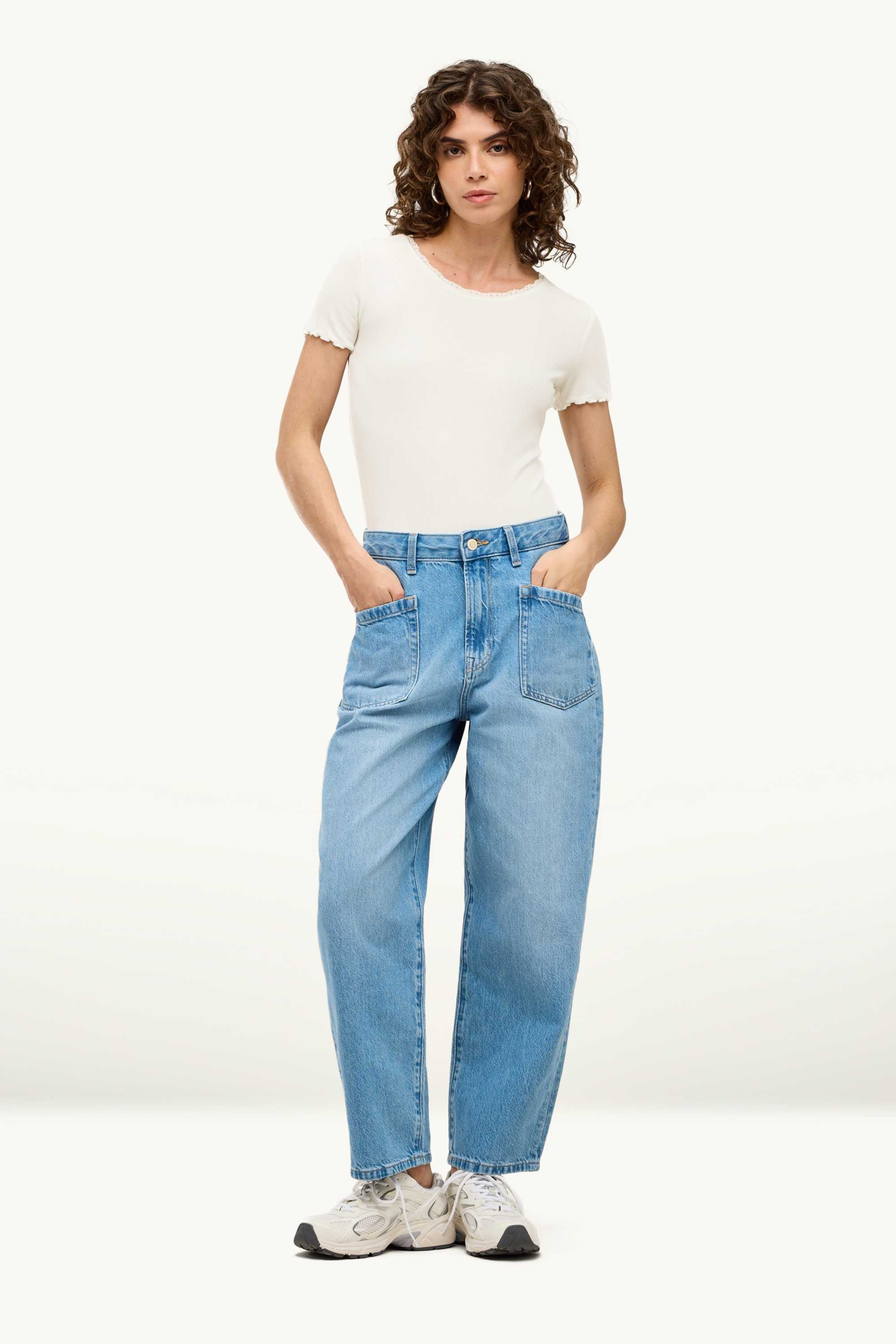 T-shirt - relaxed fit - ribbed white