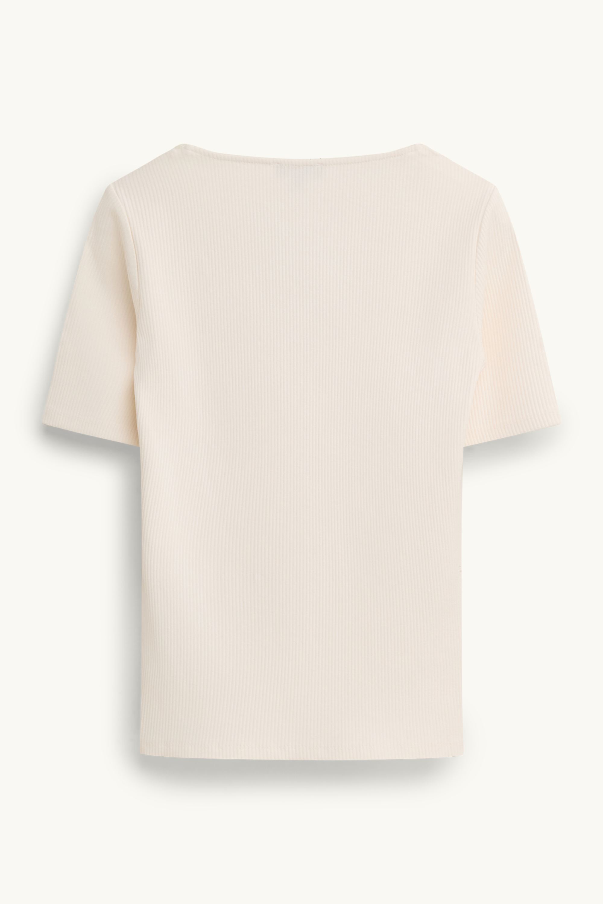 V-neck T-shirt - regular fit - ribbed cremewhite