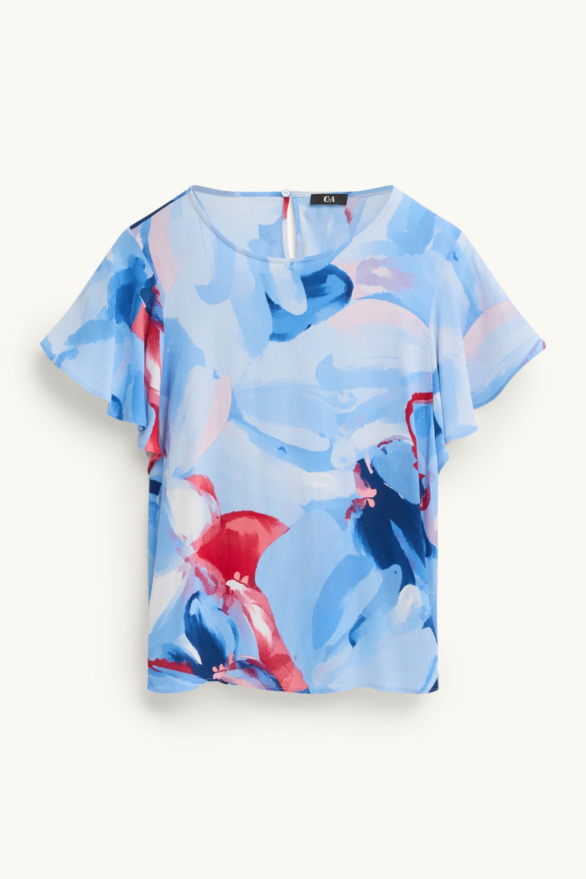 Blouse - patterned white / blue