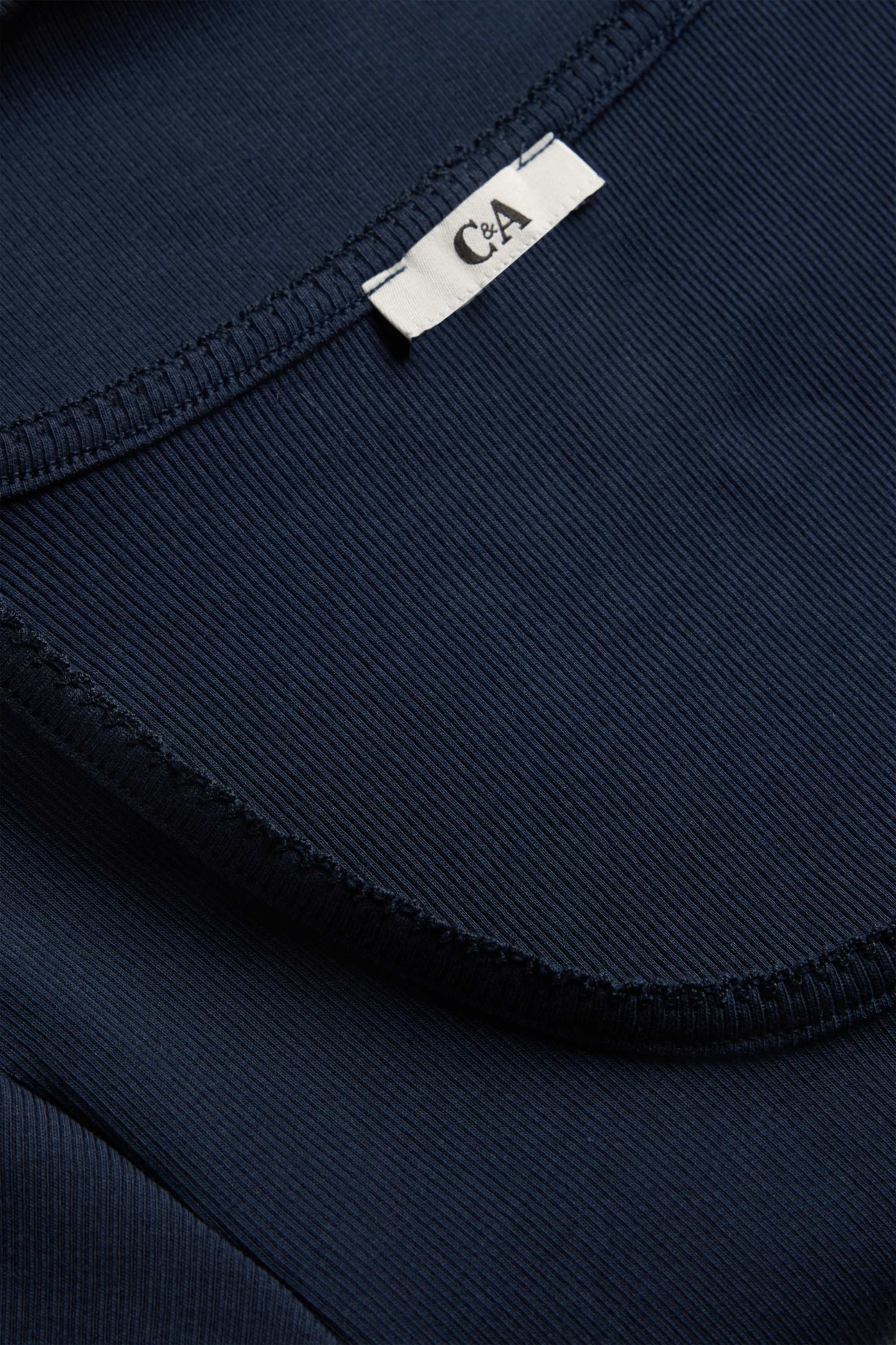 T-shirt - slim fit - ribbed dark blue