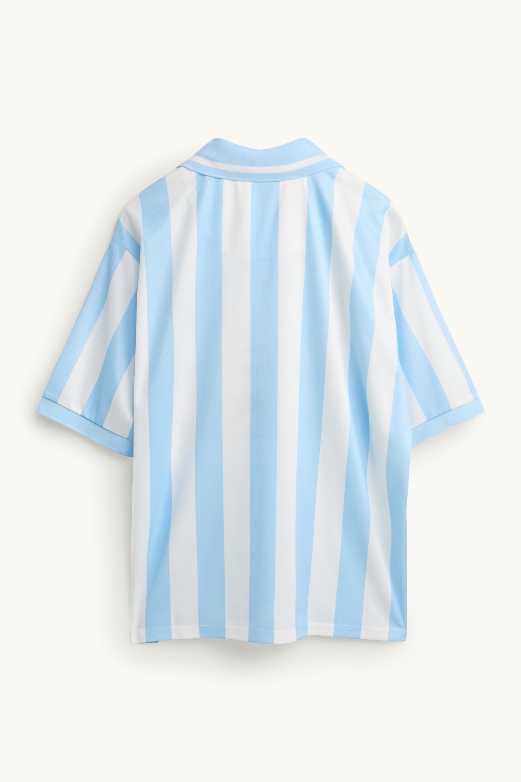 Polo shirt - relaxed fit - striped - Ford Mustang white / blue