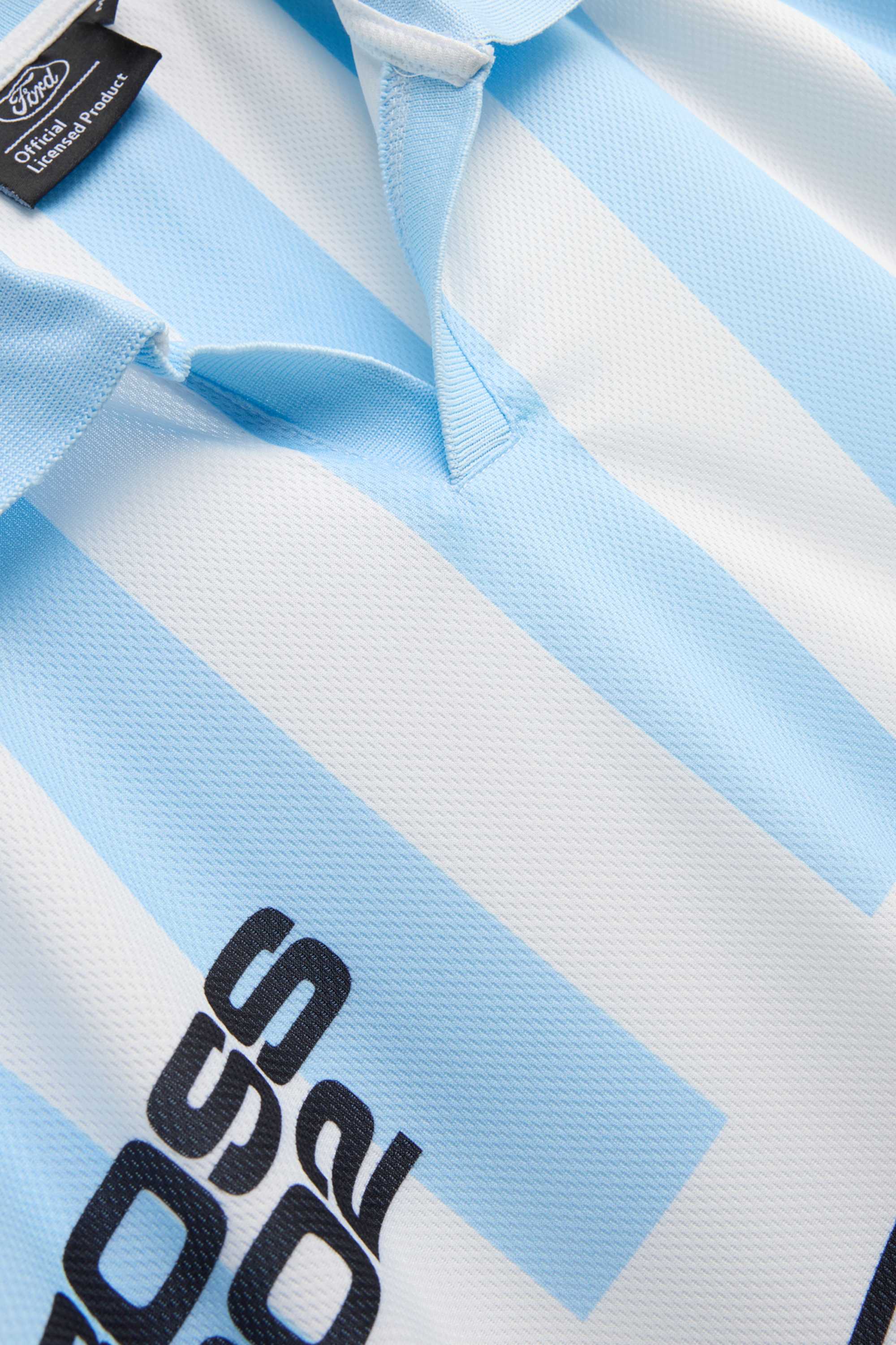 Polo shirt - relaxed fit - striped - Ford Mustang white / blue