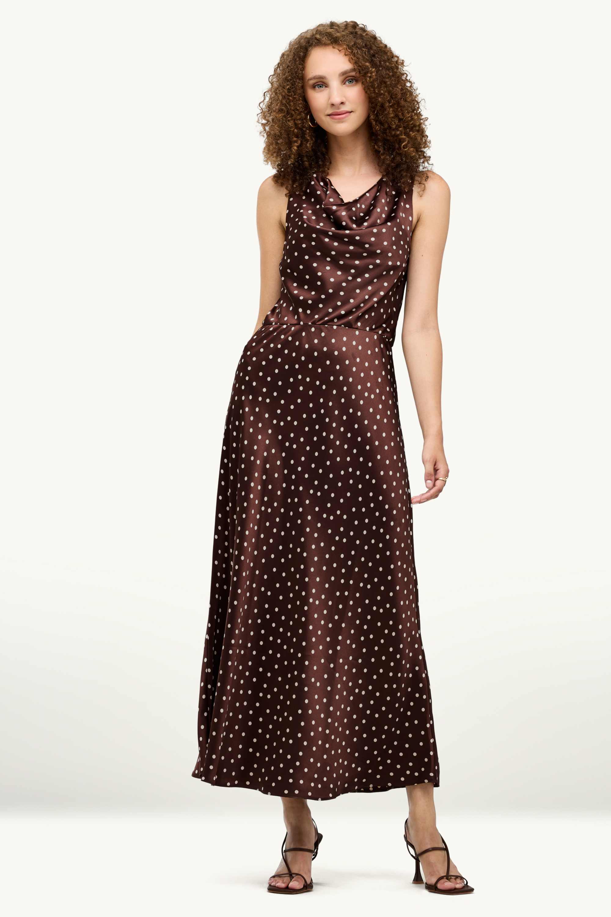 Fit & flare dress - polka dot brown