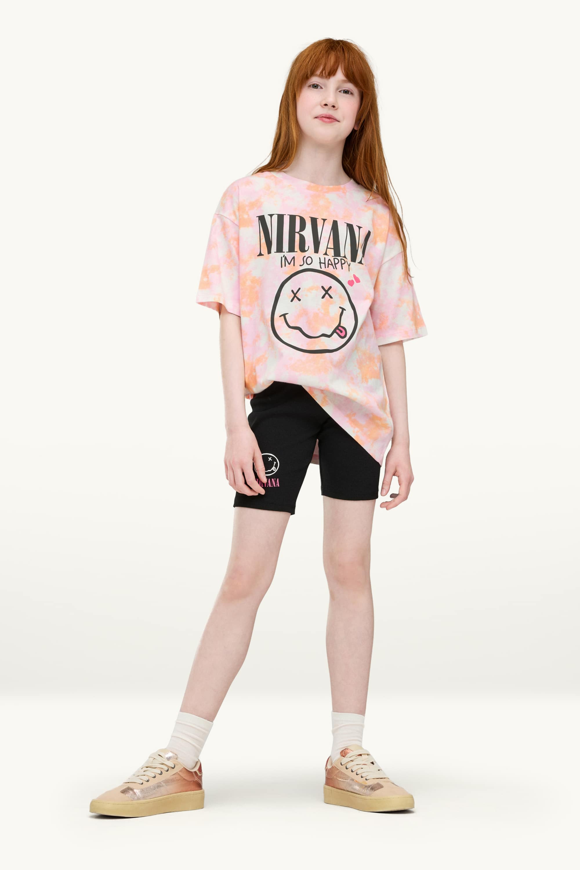 Nirvana - set - short sleeve T-shirt and shorts - 2 piece rose / orange