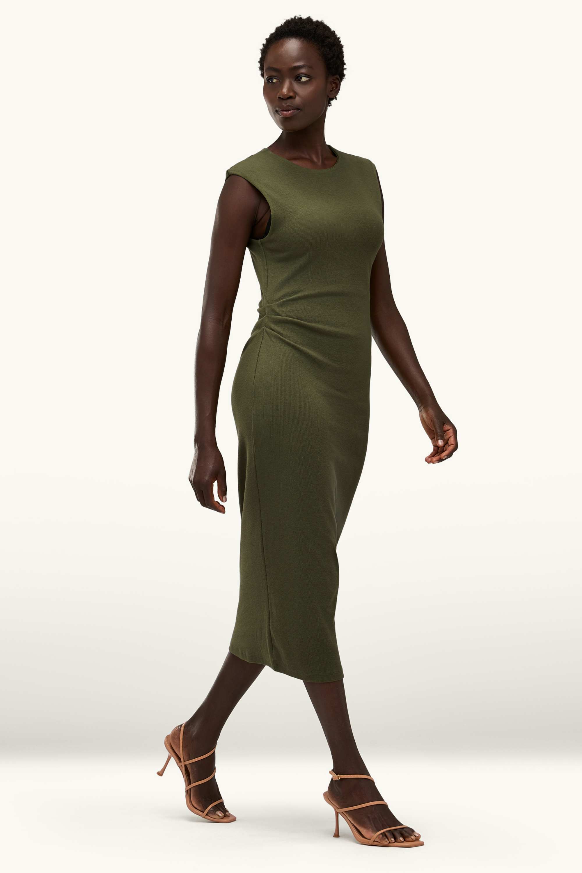 Bodycon dress - ribbed khaki