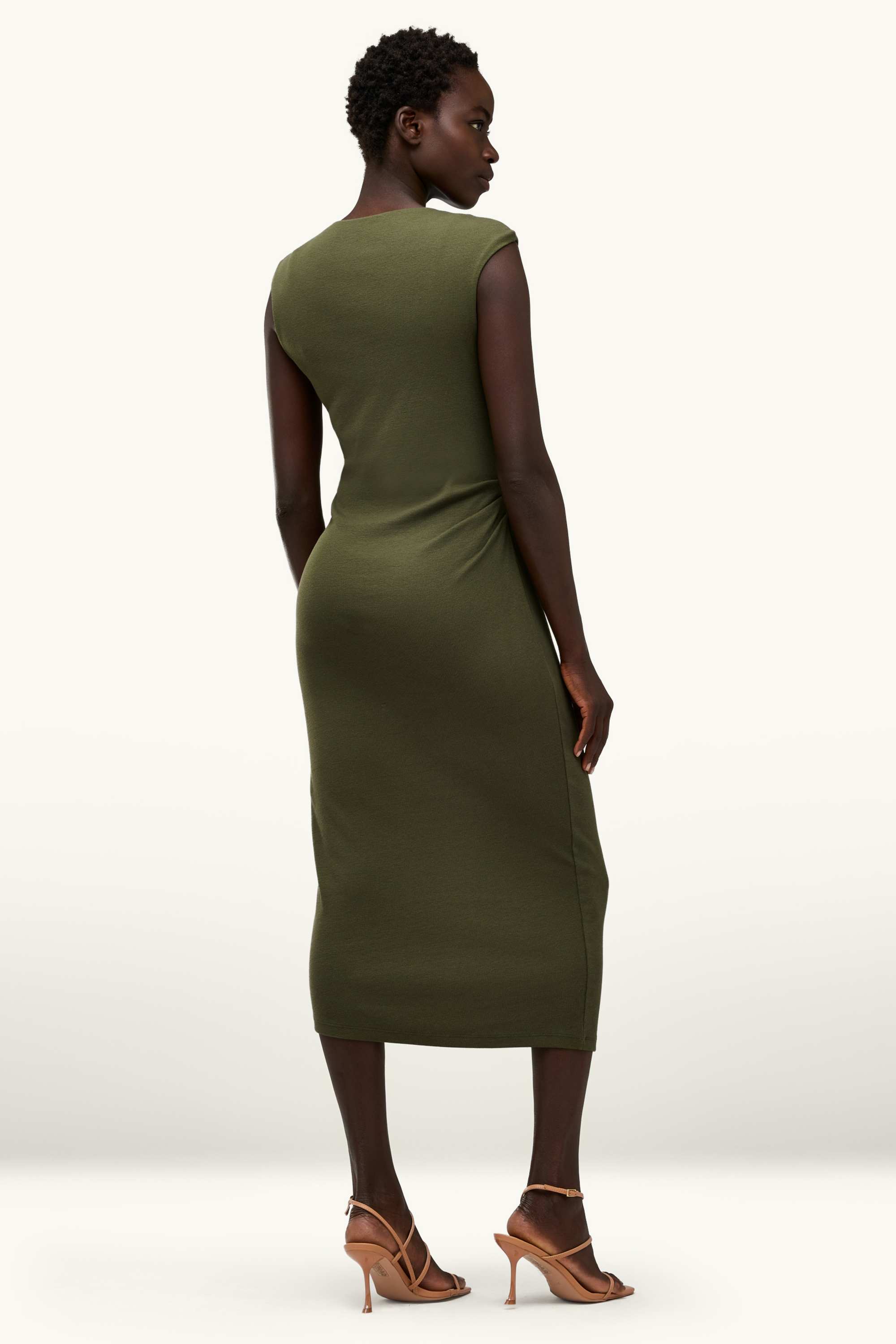 Bodycon dress - ribbed khaki