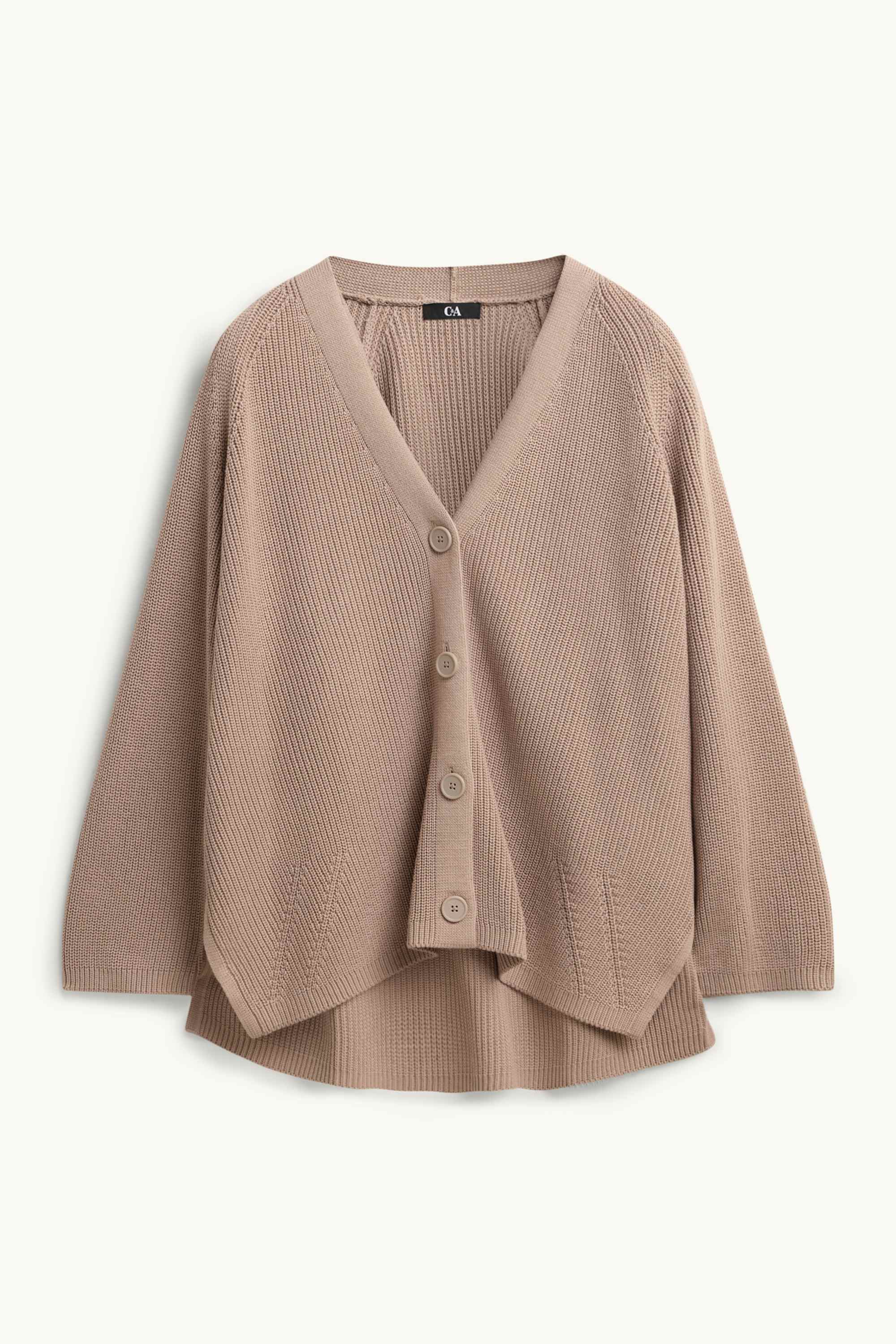 Cardigan - ribbed nougat coloured