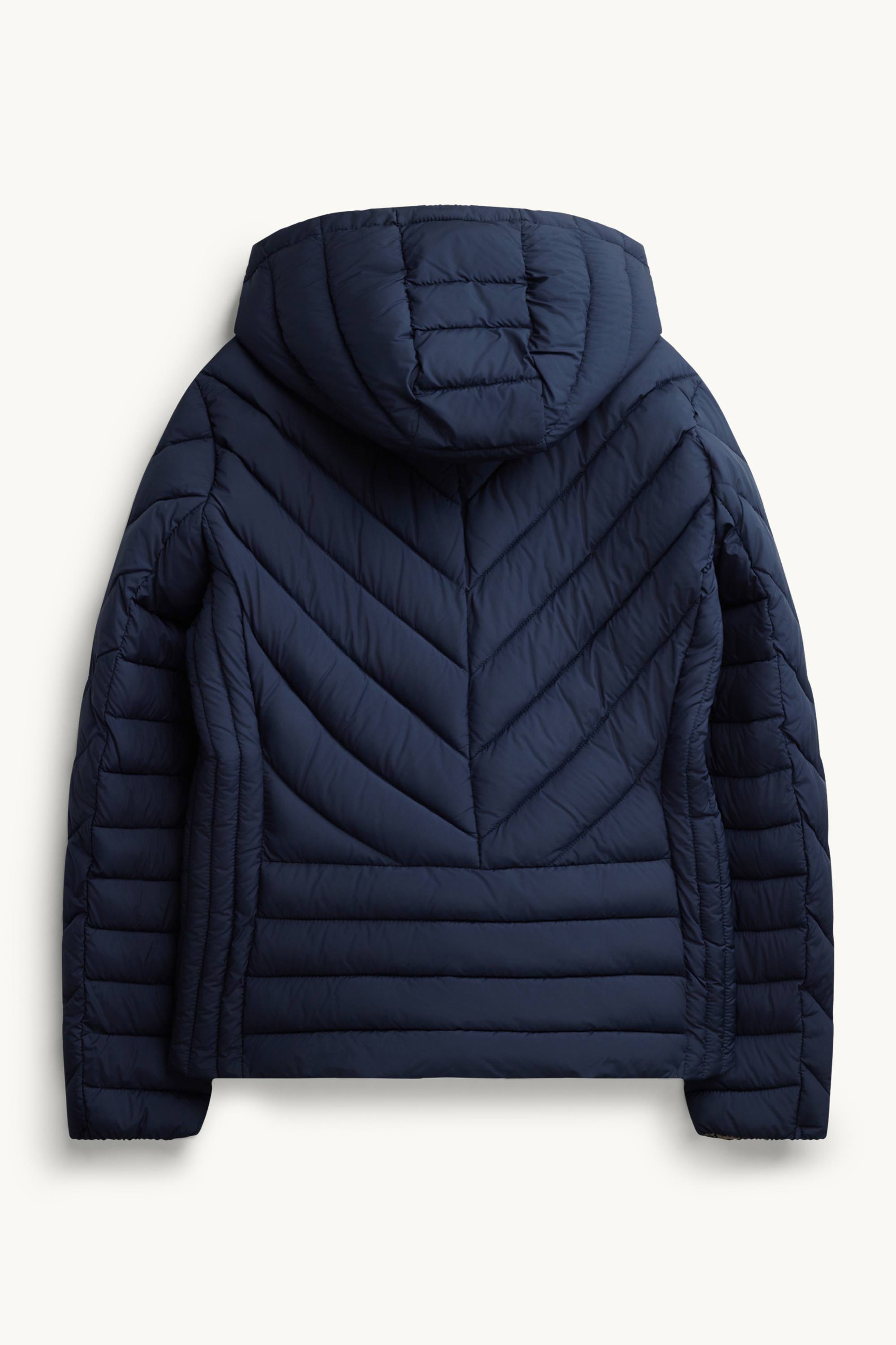 Quilted jacket with hood - lined dark blue