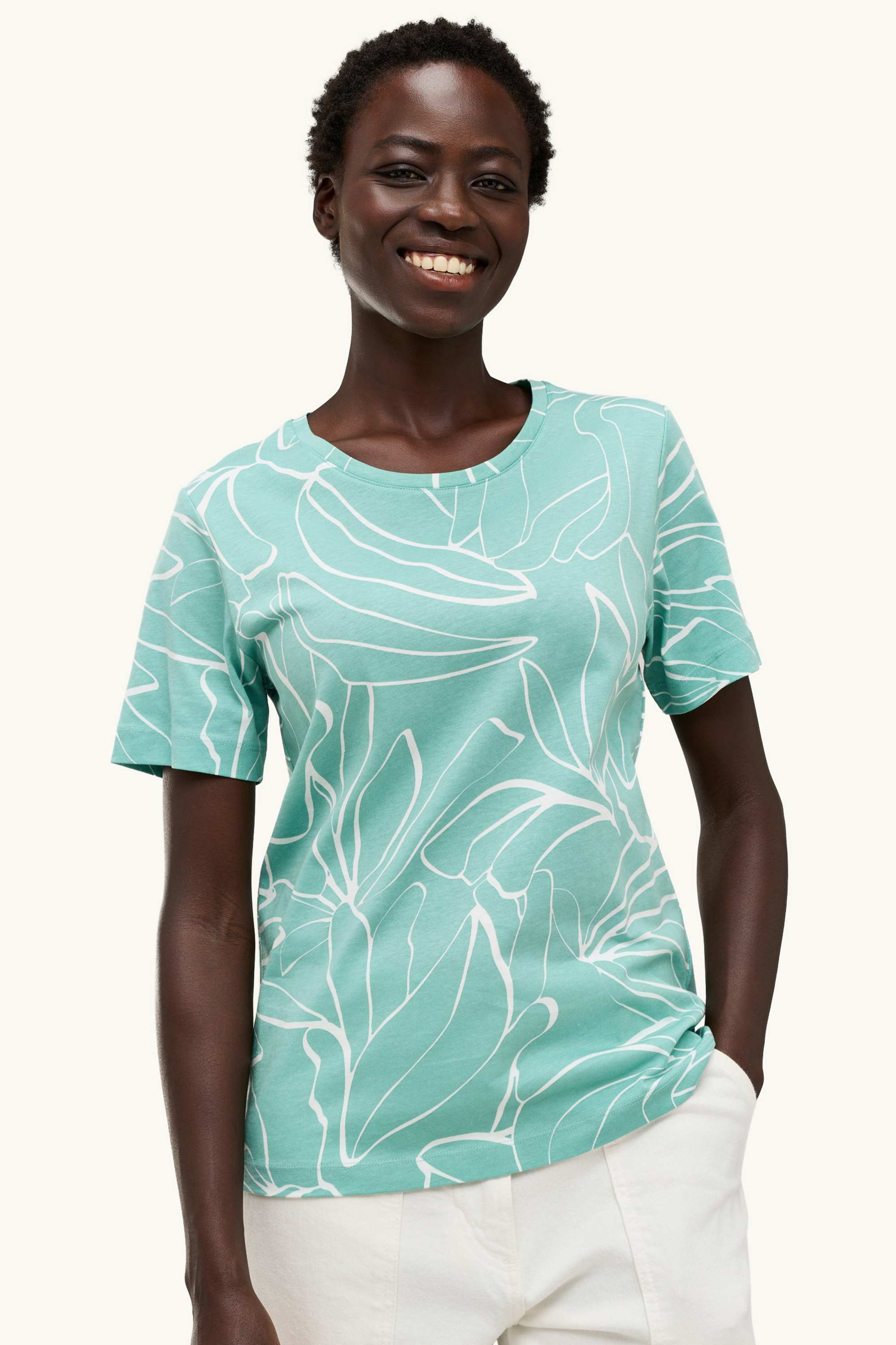 T-shirt - regular fit - patterned light green