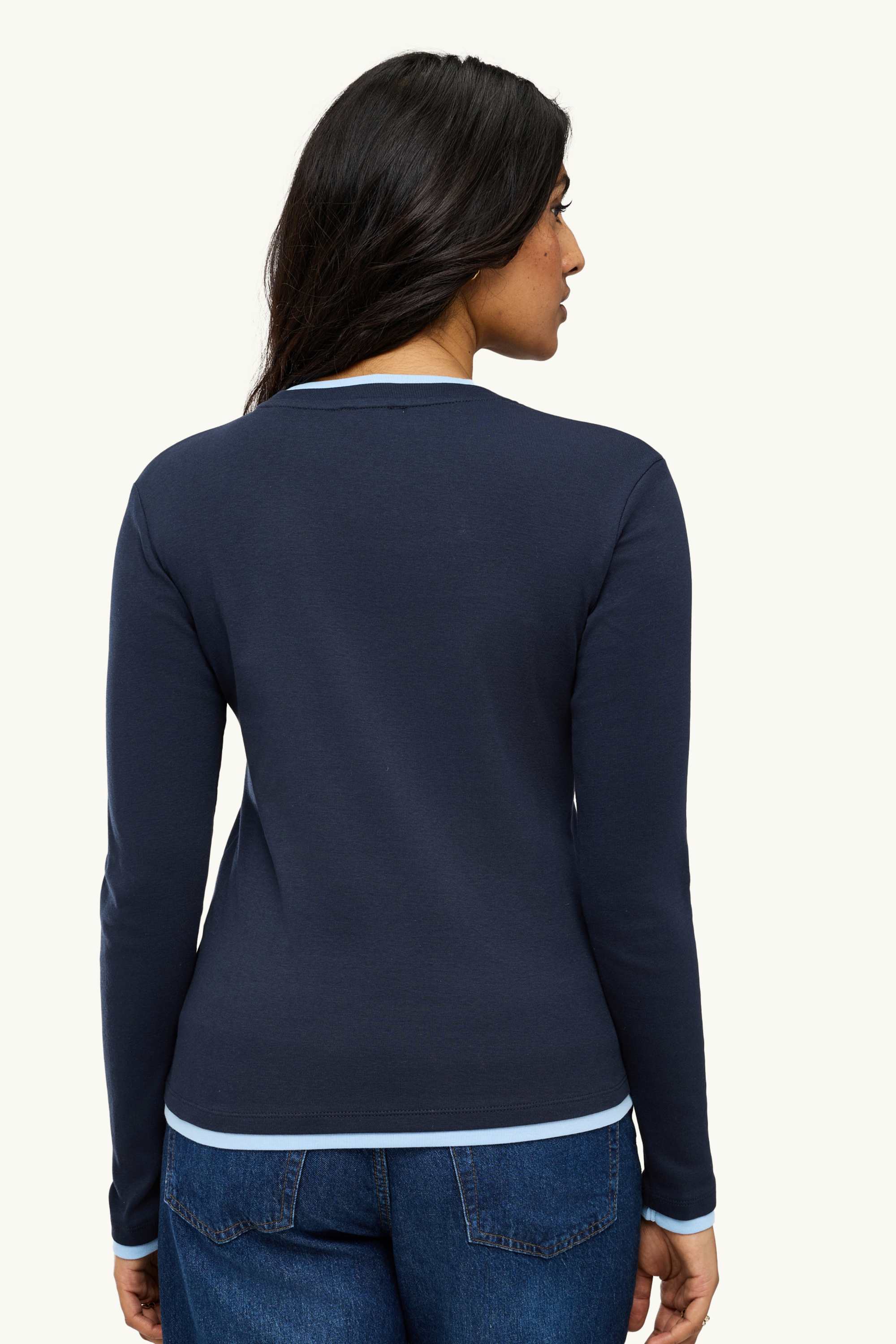 Long sleeve top - regular fit - 2-in-1 look blue / light blue