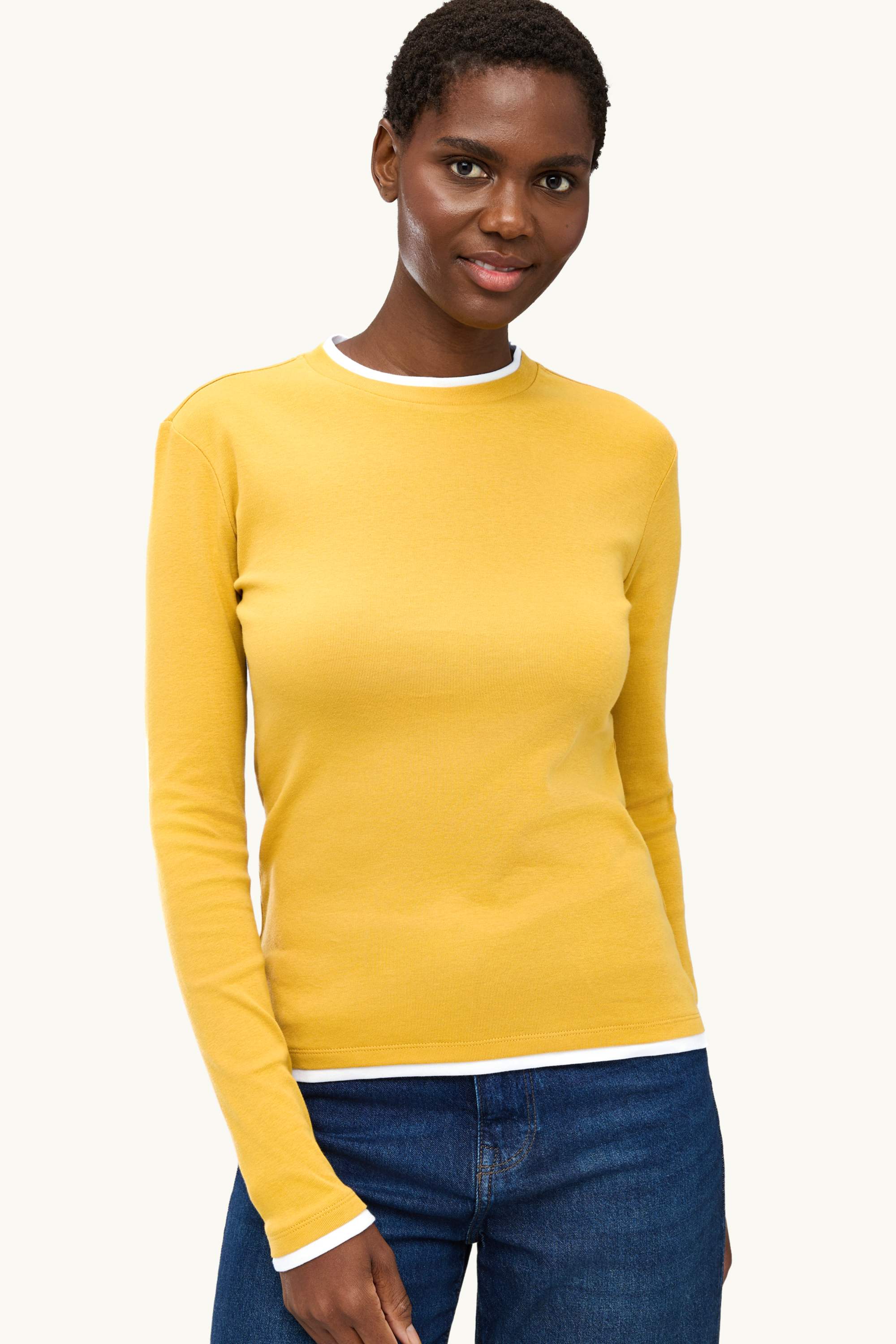 Long sleeve top - regular fit - 2-in-1 look yellow