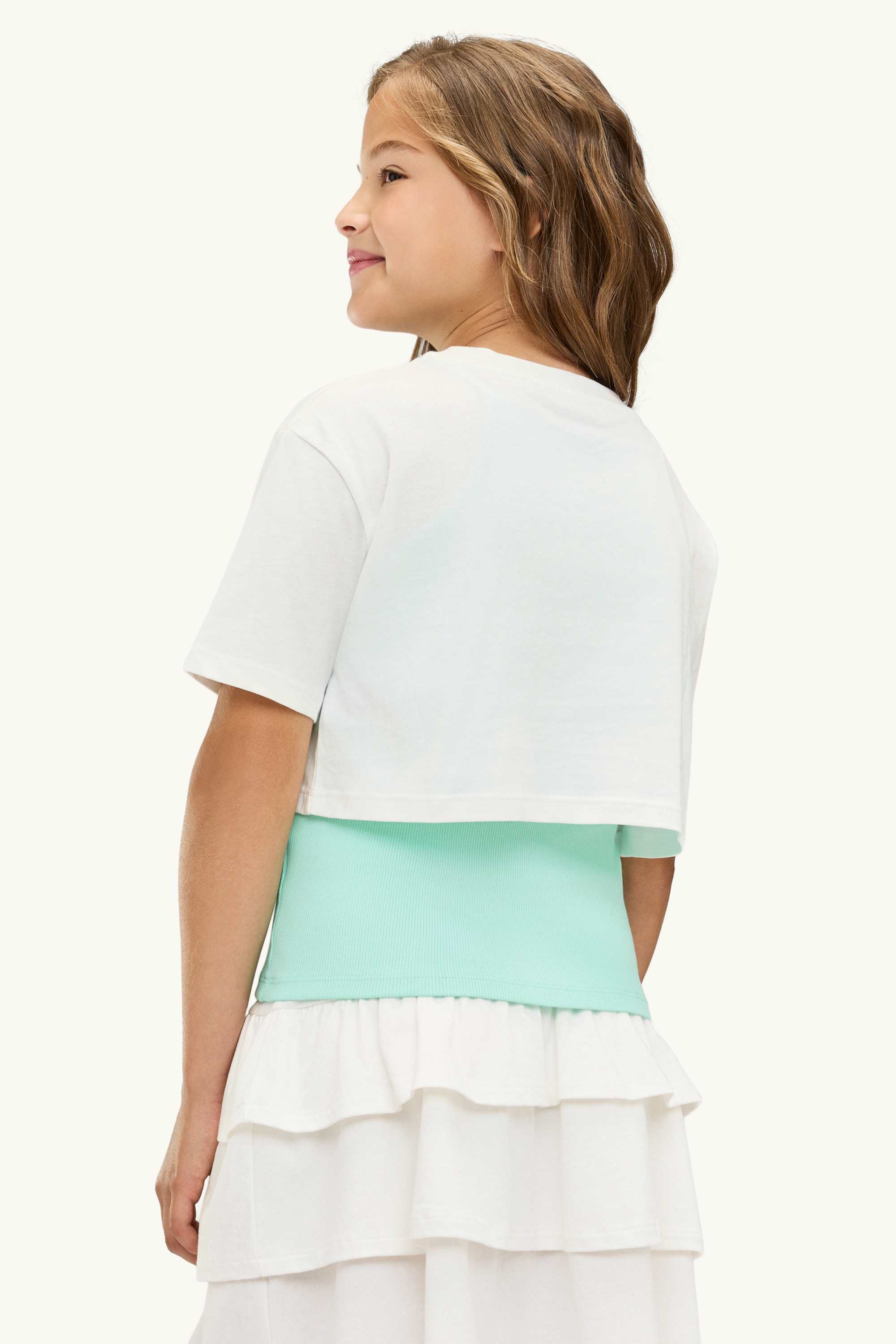 Hawaii - set - top and short sleeve T-shirt - 2 piece white / turquoise