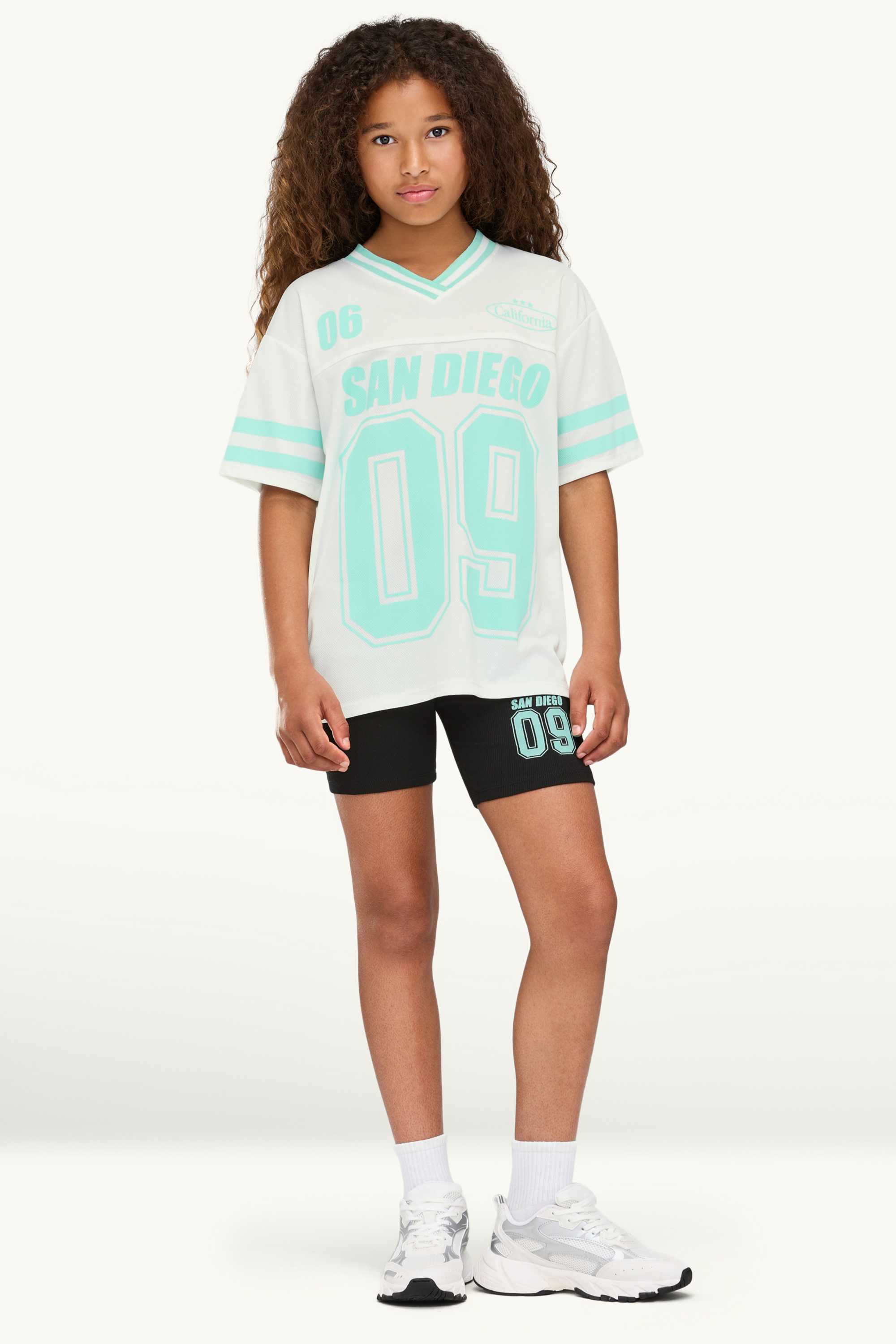 San Diego - set - short sleeve T-shirt and leggings - 2 piece white / black