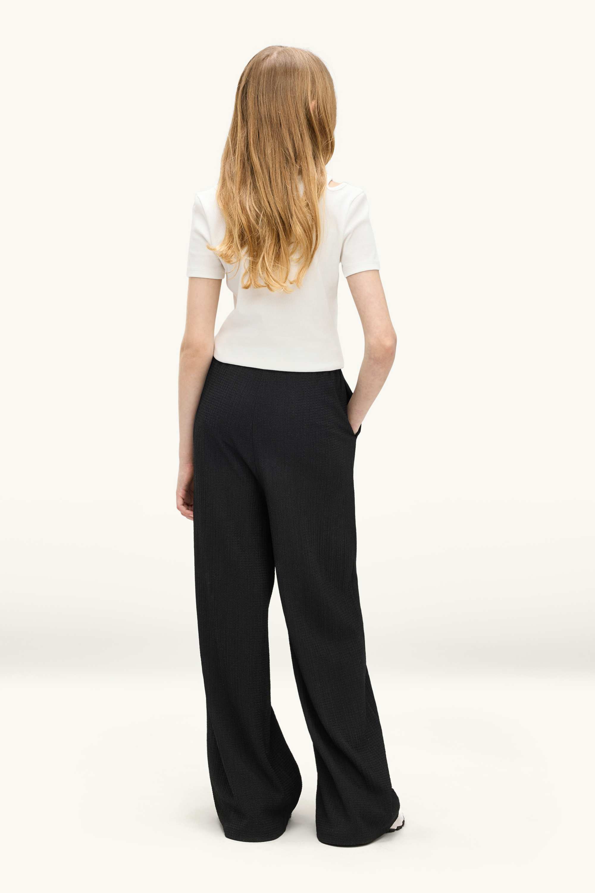 Cloth trousers - palazzo - textured black