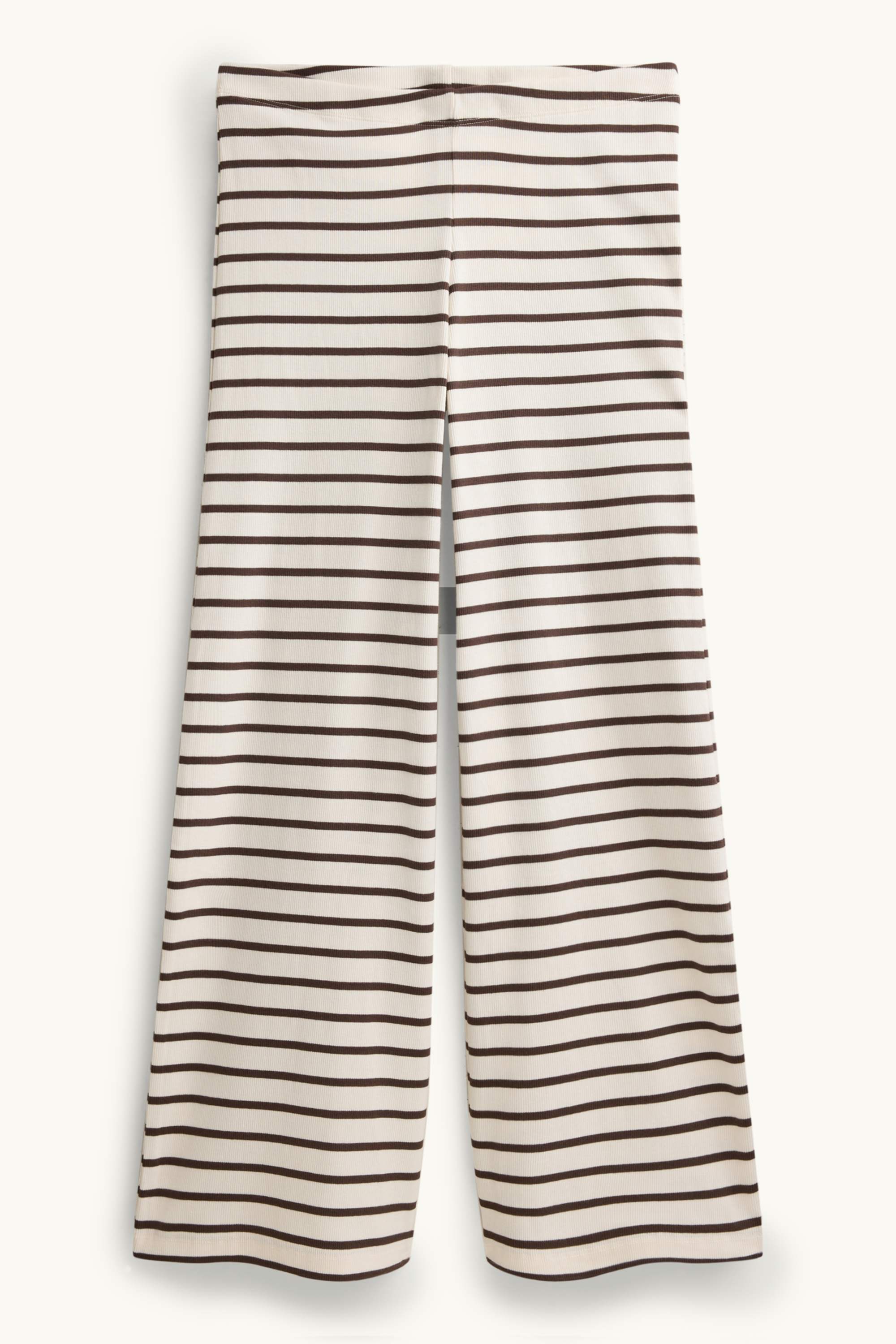 Knitted trousers - mid-rise waist - wide leg - striped brown / cremewhite