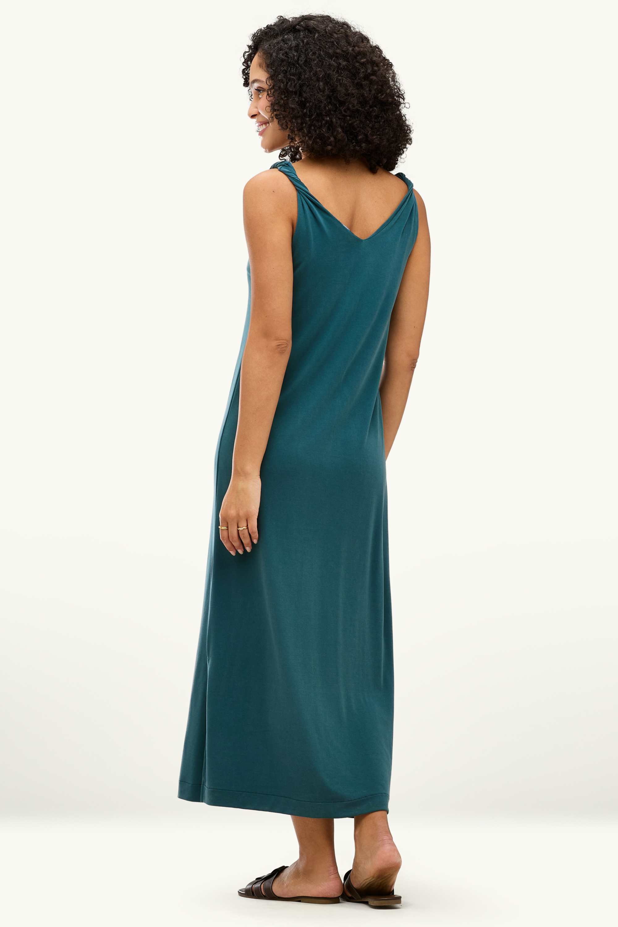 V-neck dress - straight fit dark turquoise