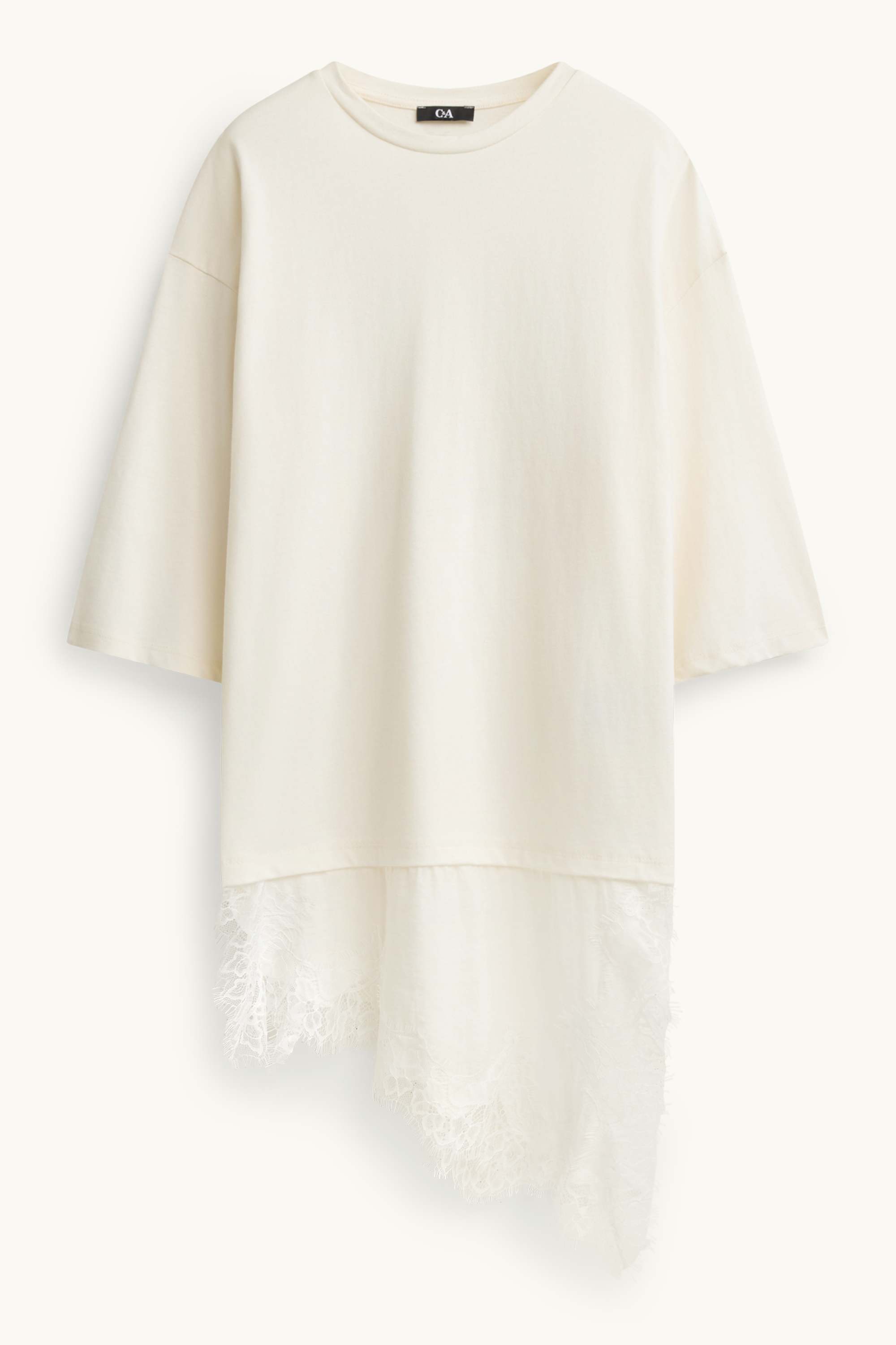 T-shirt - regular fit - 2-in-1 look cremewhite