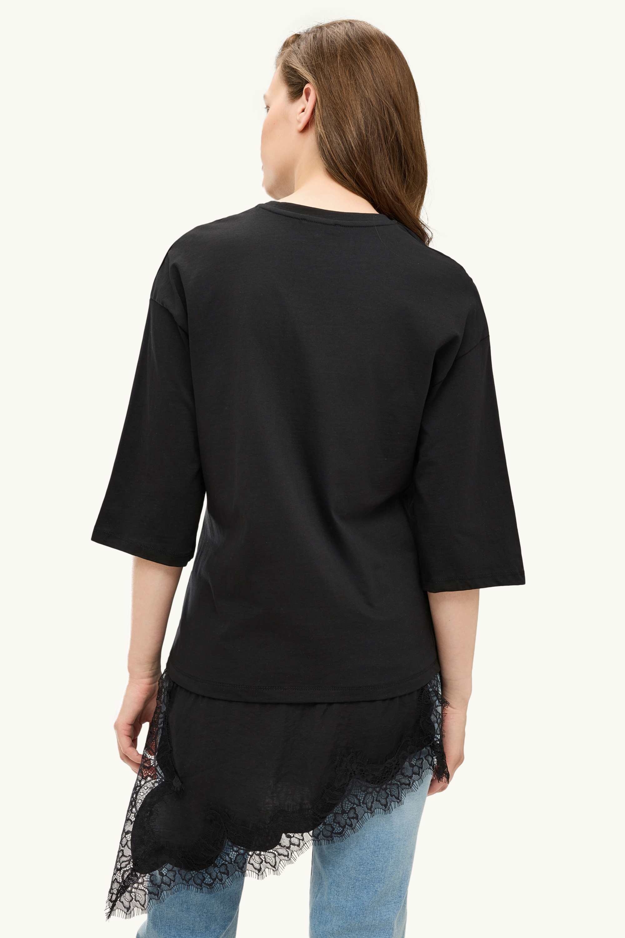 T-shirt - regular fit - 2-in-1 look black