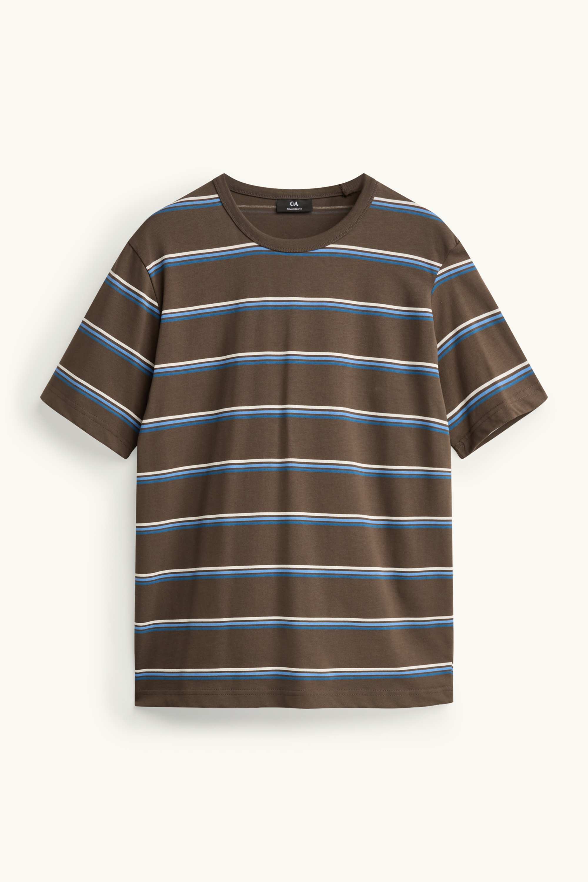 T-shirt - regular fit - striped brown / blue