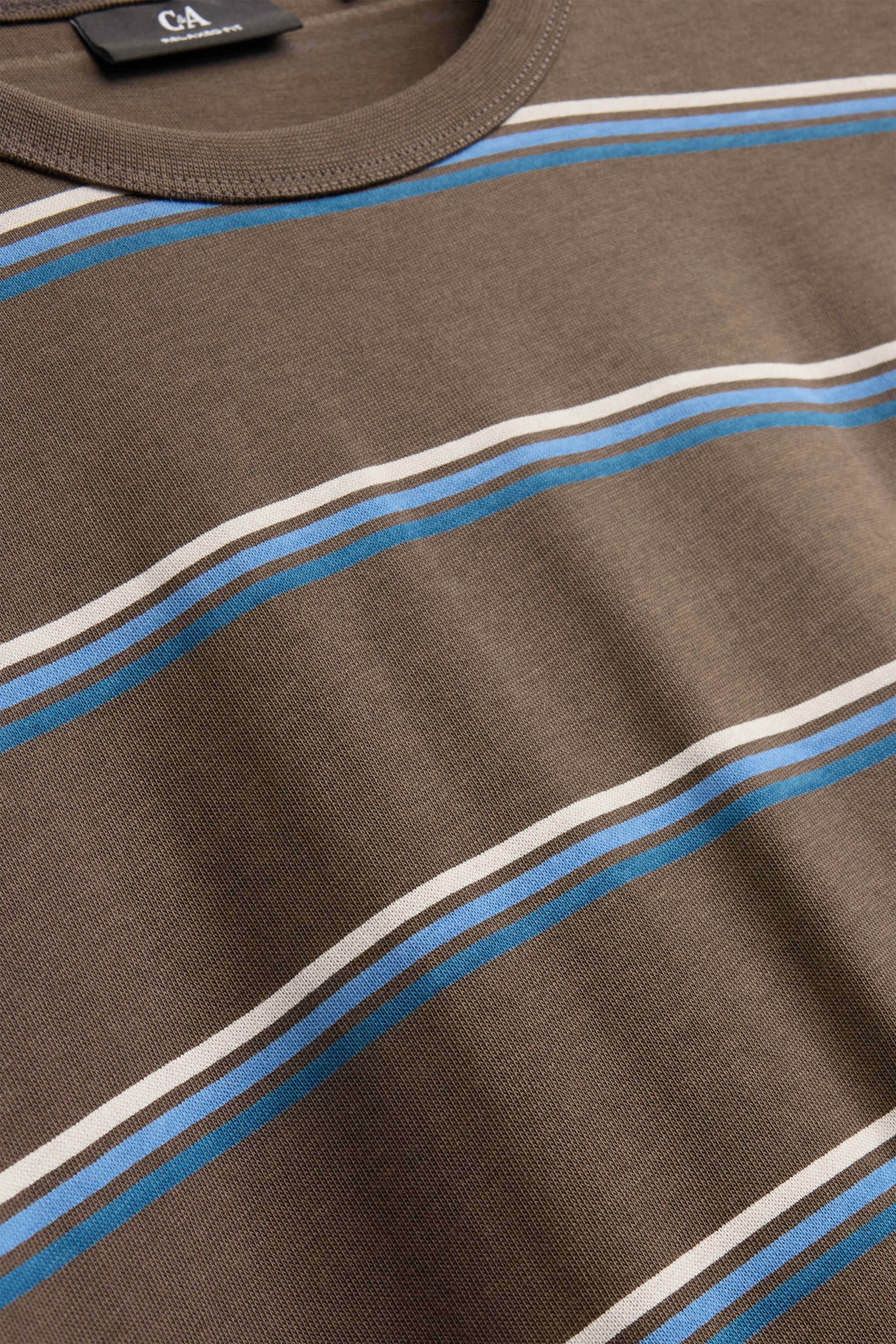 T-shirt - regular fit - striped brown / blue
