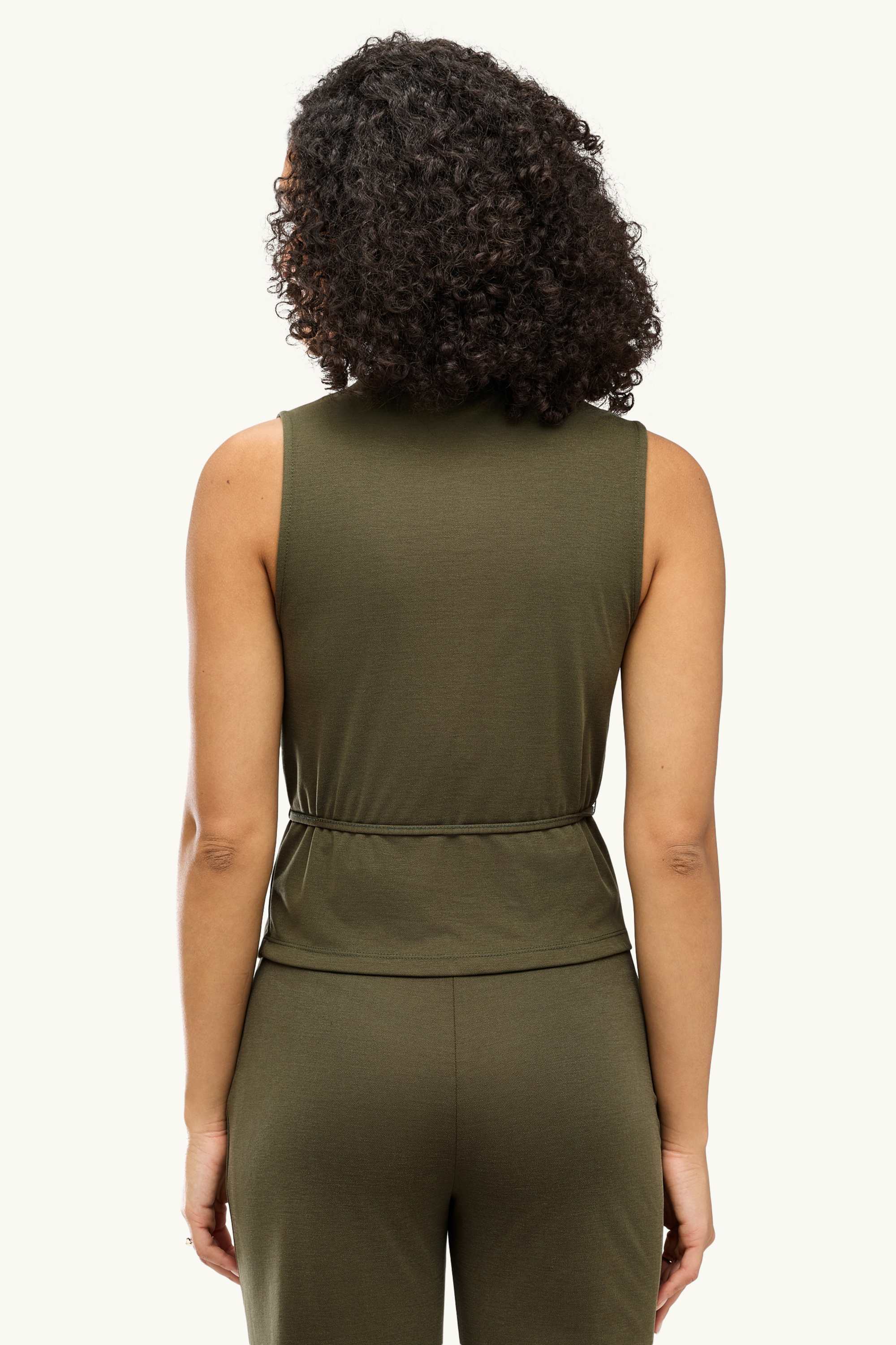 V-neck wrap top dark green