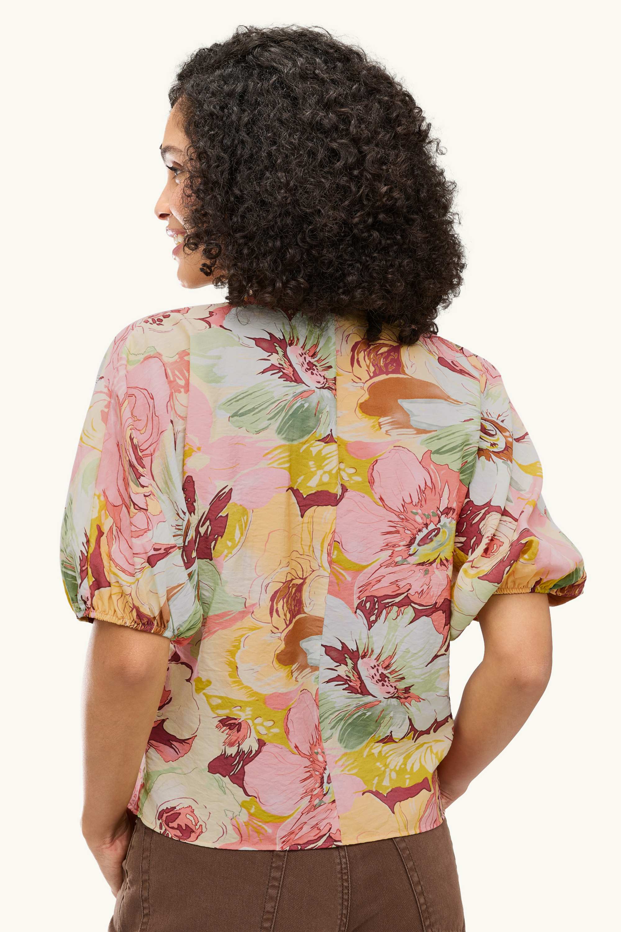 V-neck blouse - floral rose