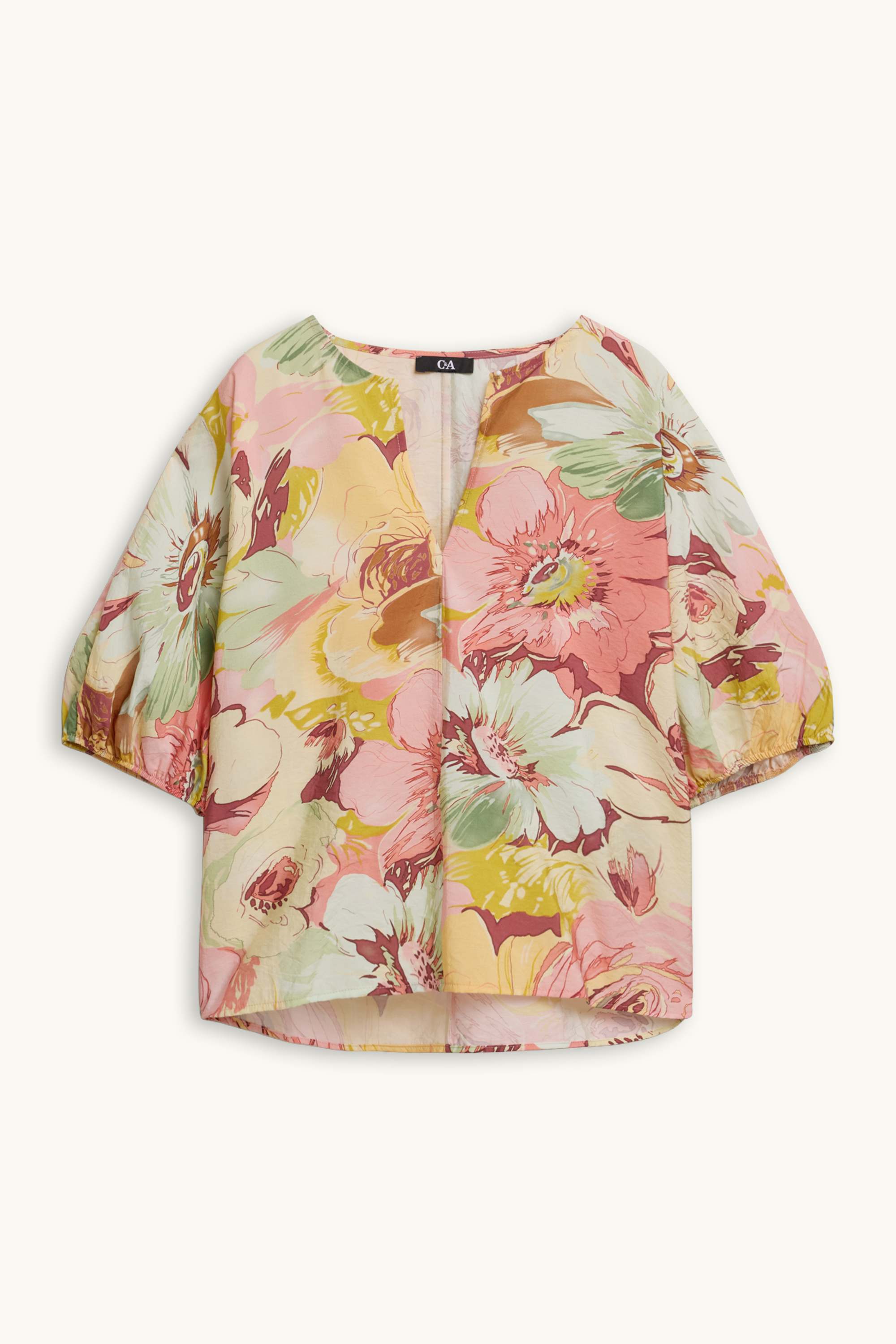 V-neck blouse - floral rose