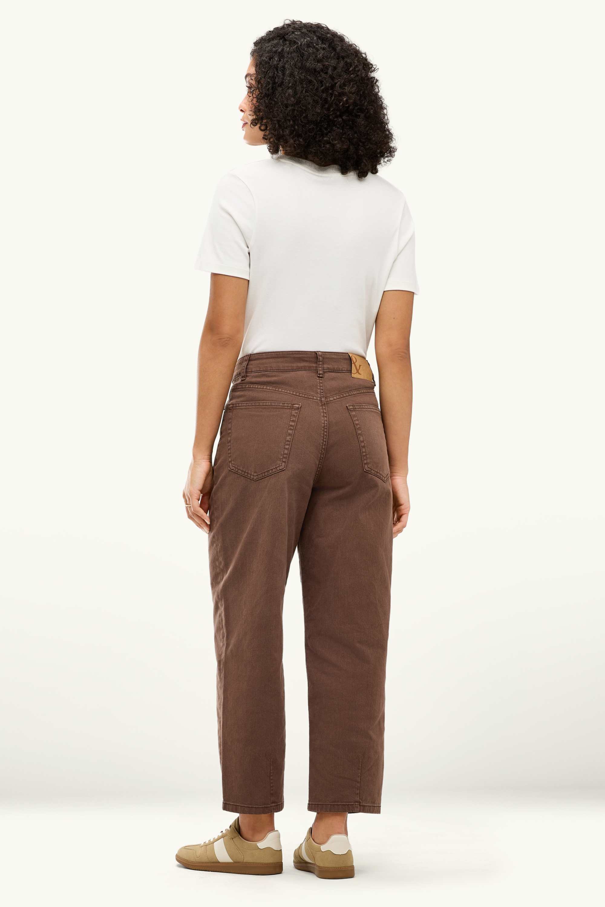 Barrel jeans - high waist denim-brown