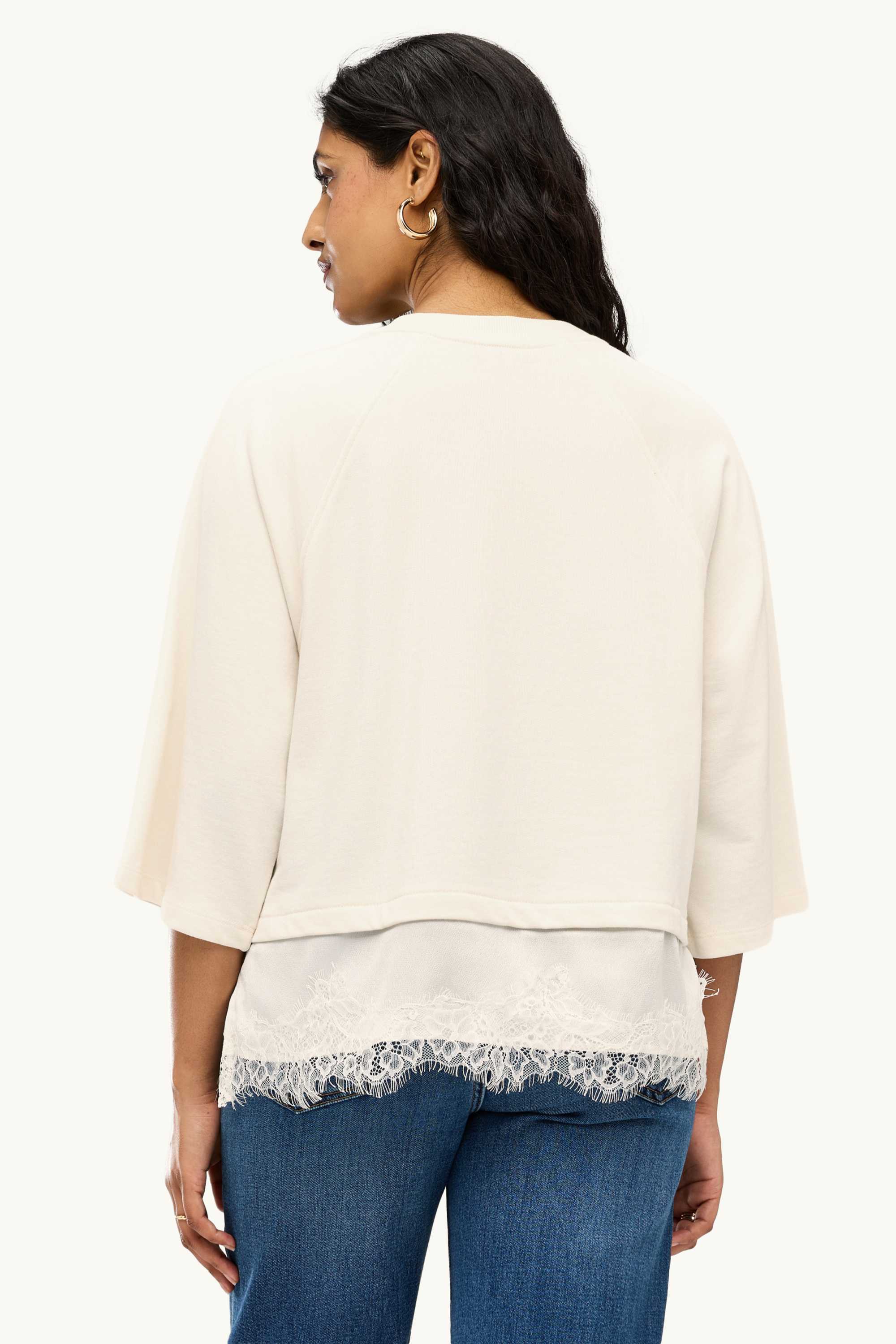 Sweatshirt - 2-in-1 look creme