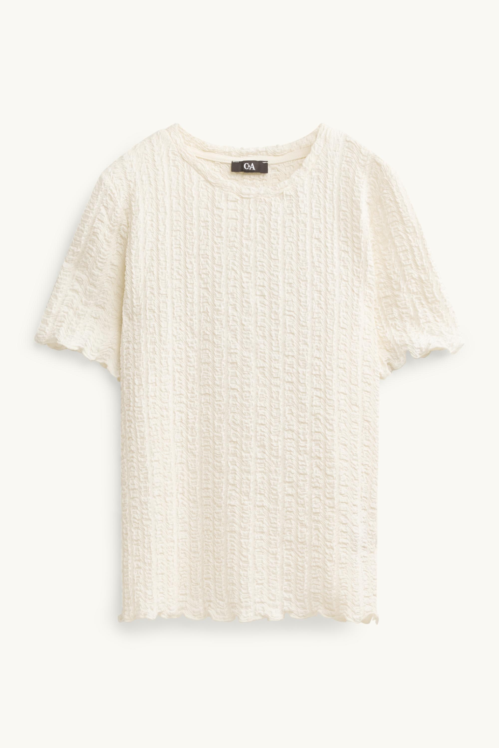 T-shirt - regular fit - textured cremewhite