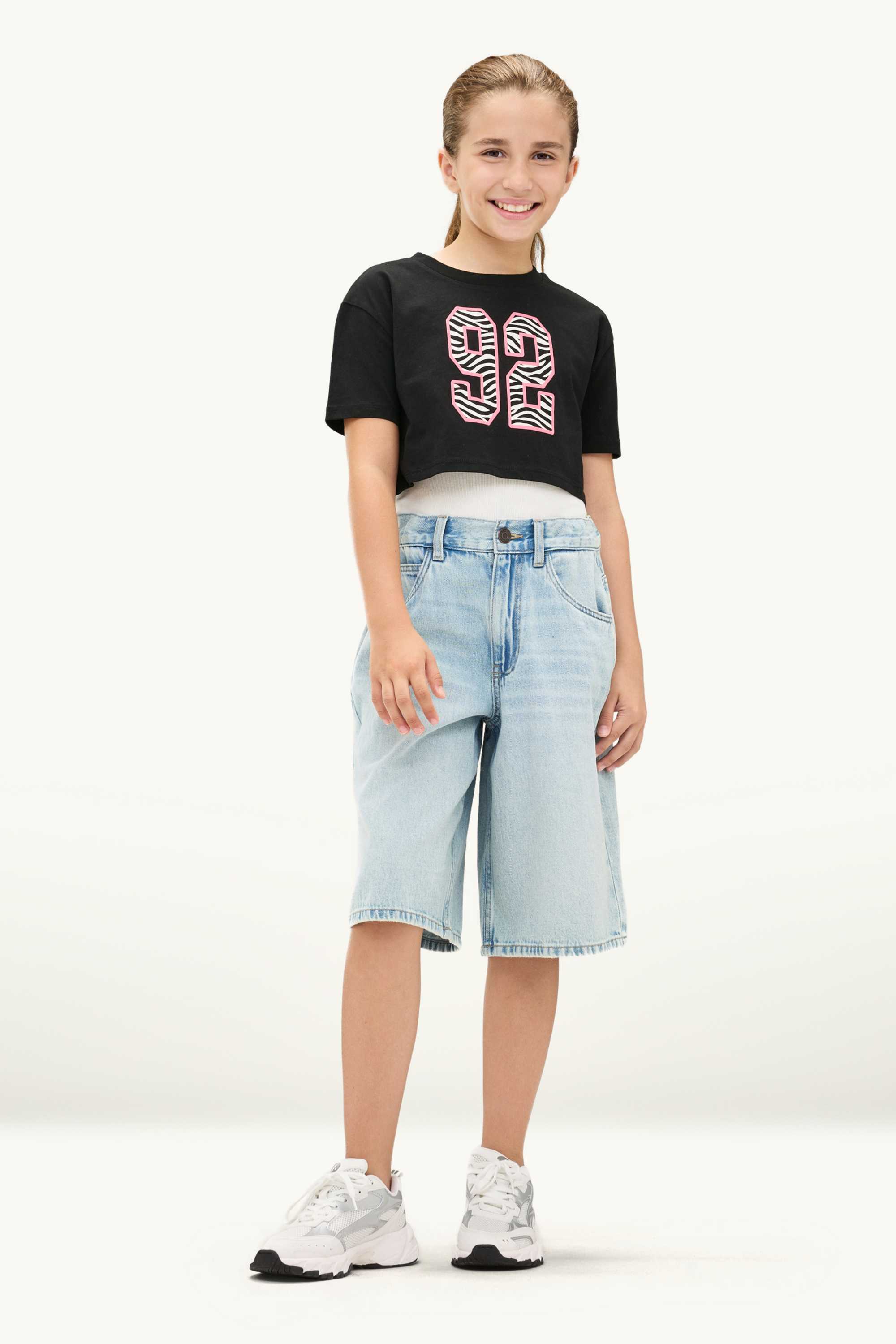 Set - short sleeve T-shirt and top - 2 piece black / white