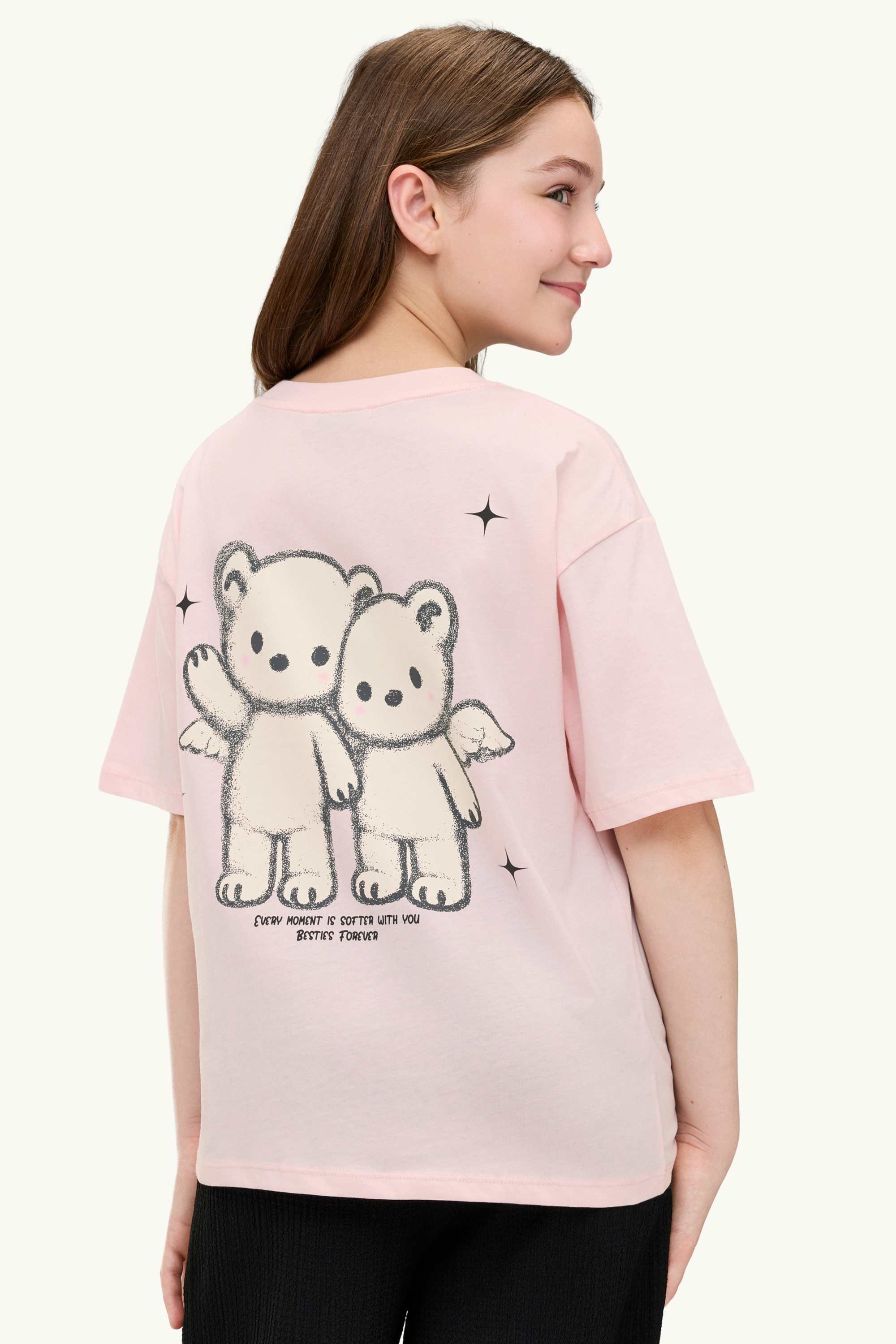 Teddy bears - short sleeve T-shirt - oversized rose