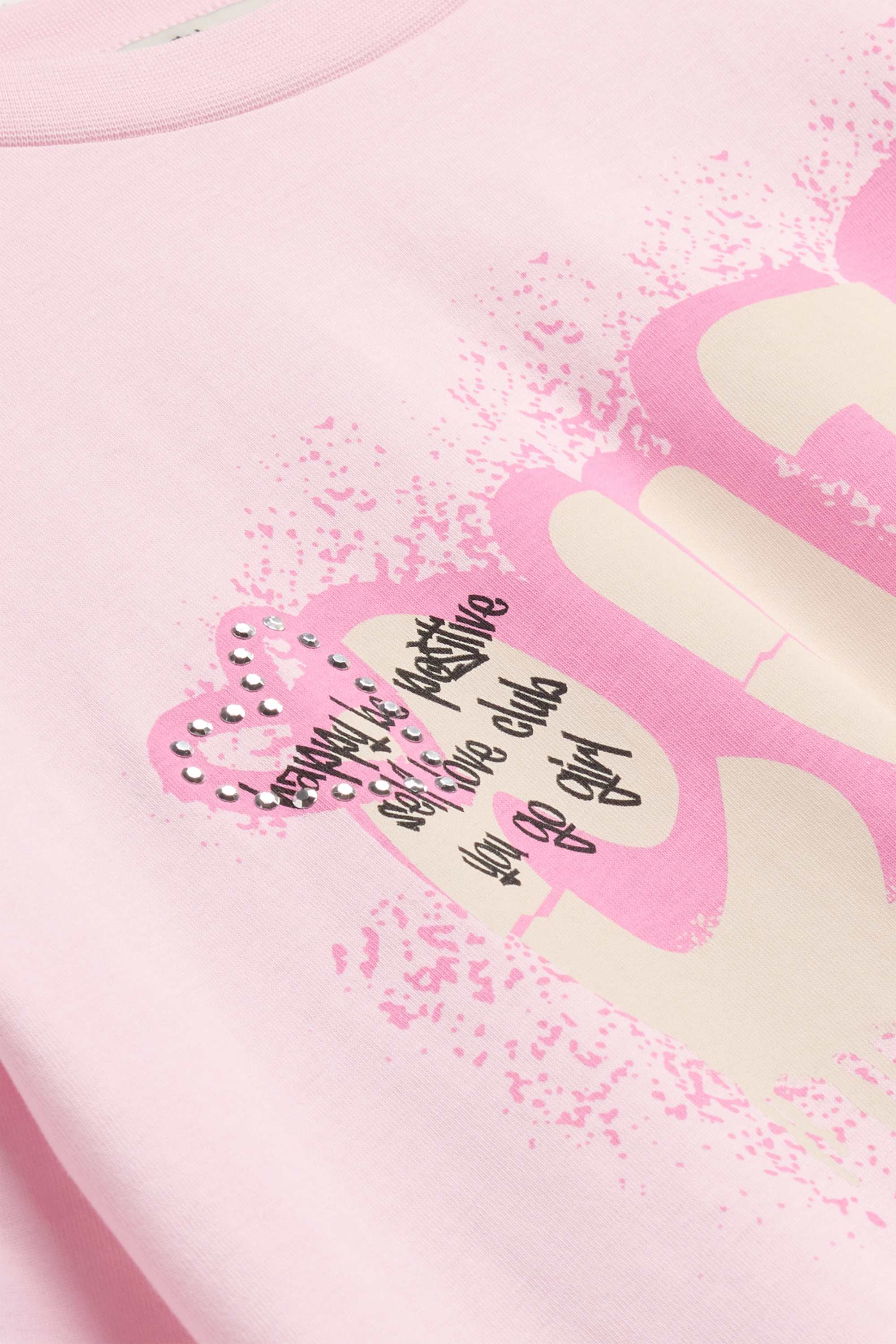 Graffiti - short sleeve T-shirt with rhinestones rose