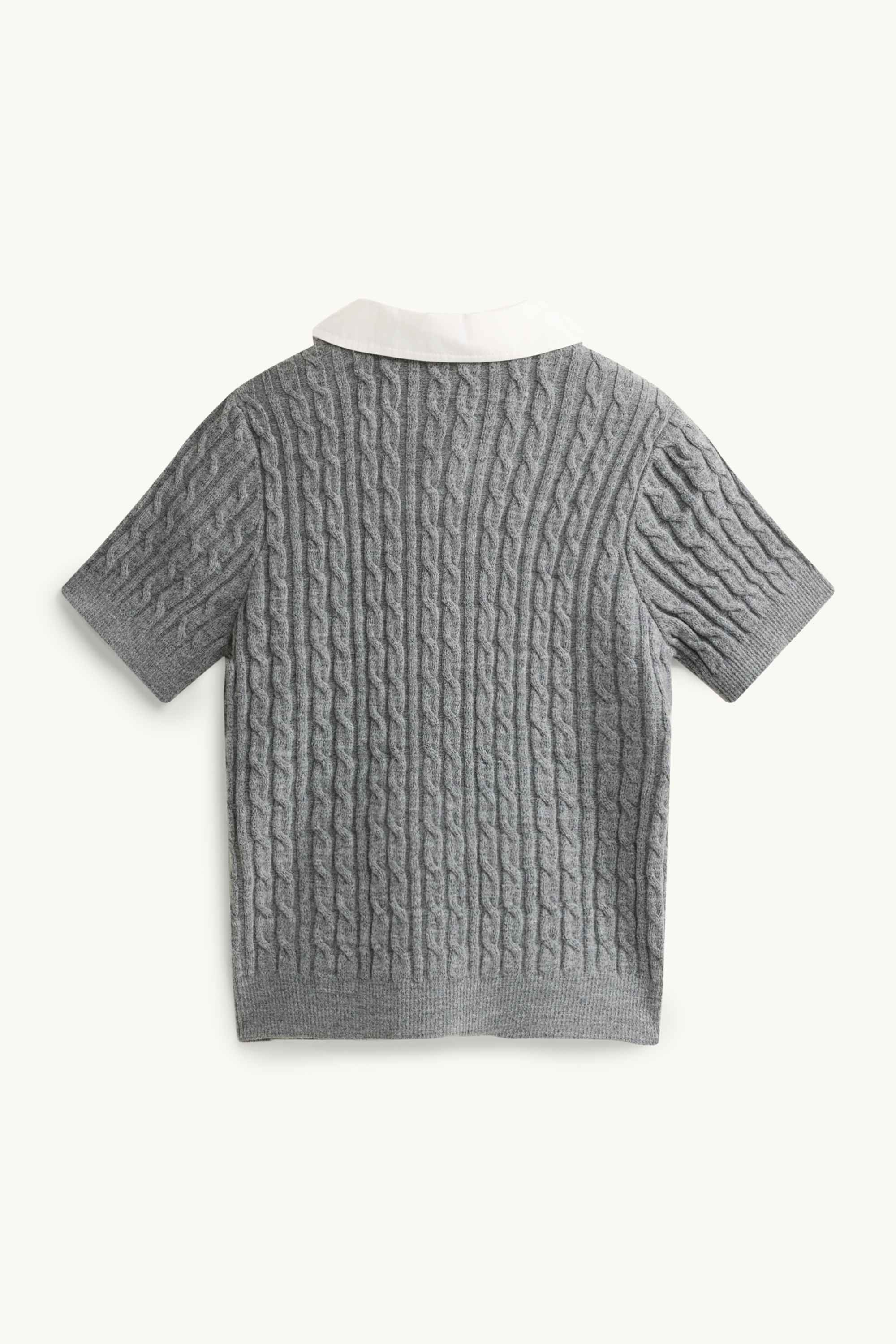 Cardigan - cable knit pattern gray