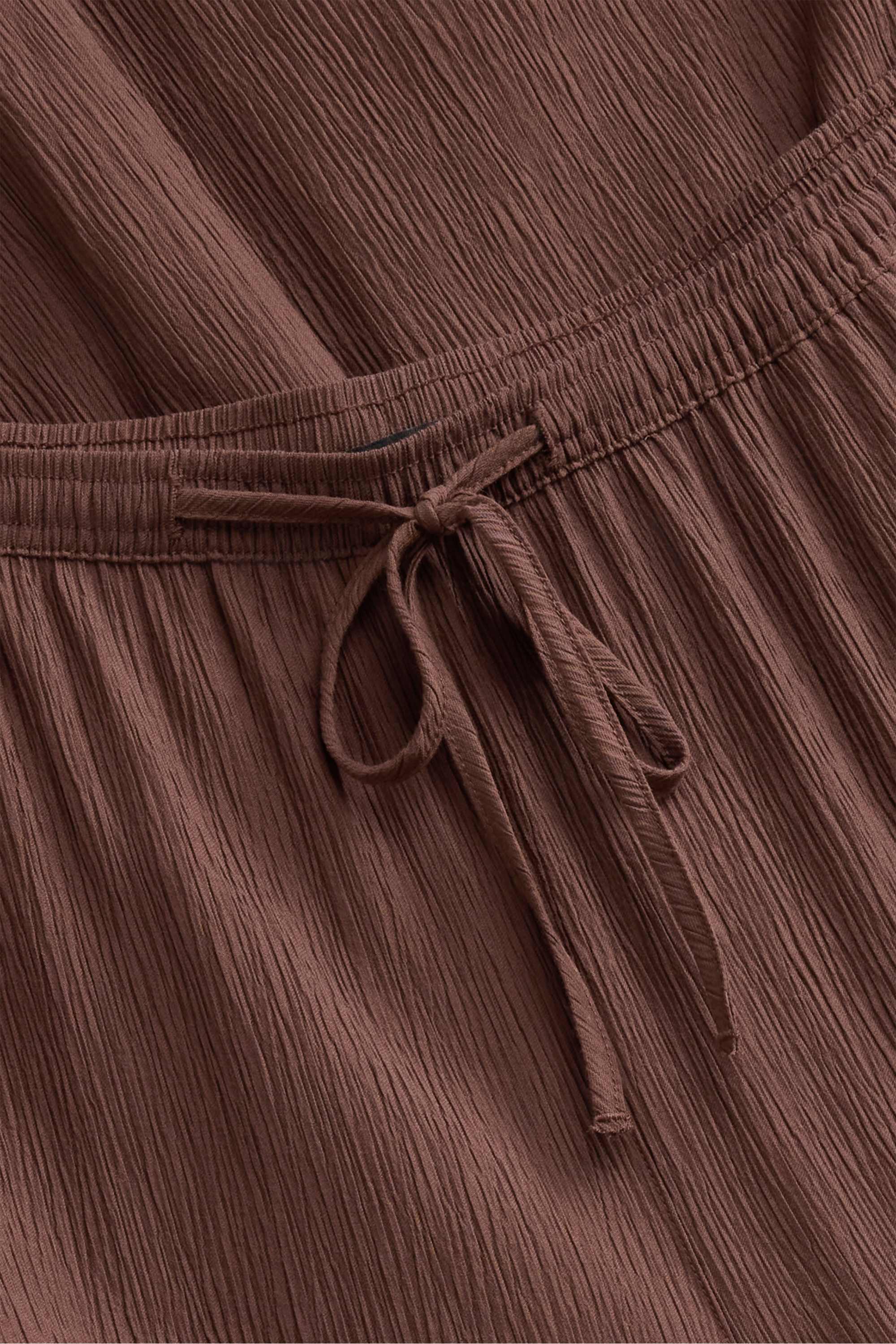 Cloth trousers - mid-rise waist - wide leg dark brown